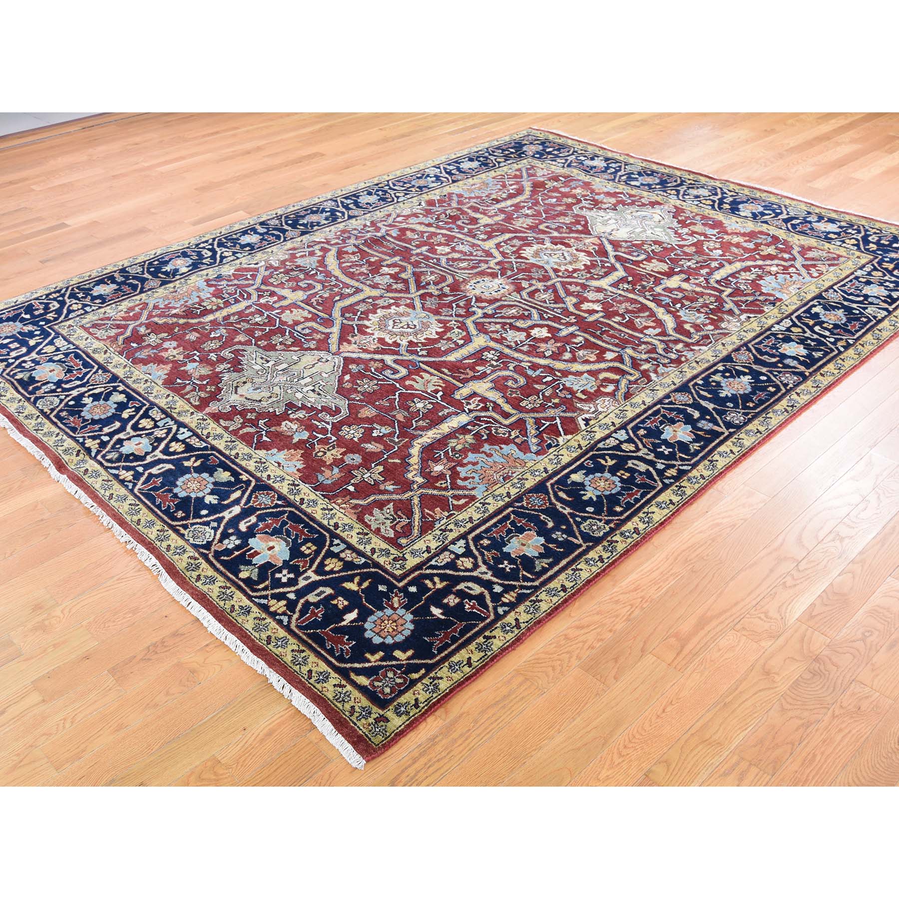 8-x10-3  Red Heriz Revival Pure Wool Hand-Knotted Oriental Rug 