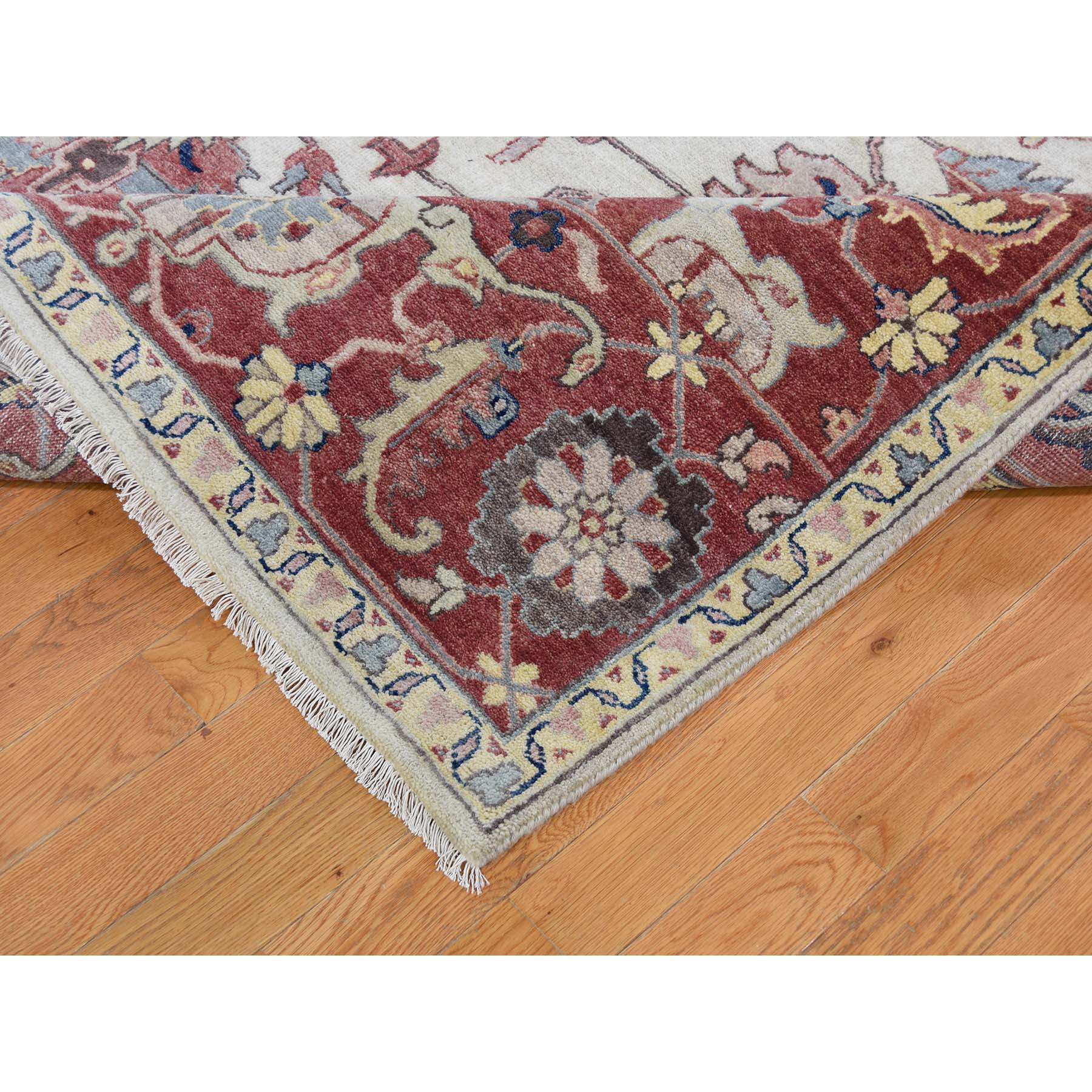 9-9 x13-7  Ivory Heriz Revival All Over Design Pure Wool Hand-Knotted Oriental Rug 