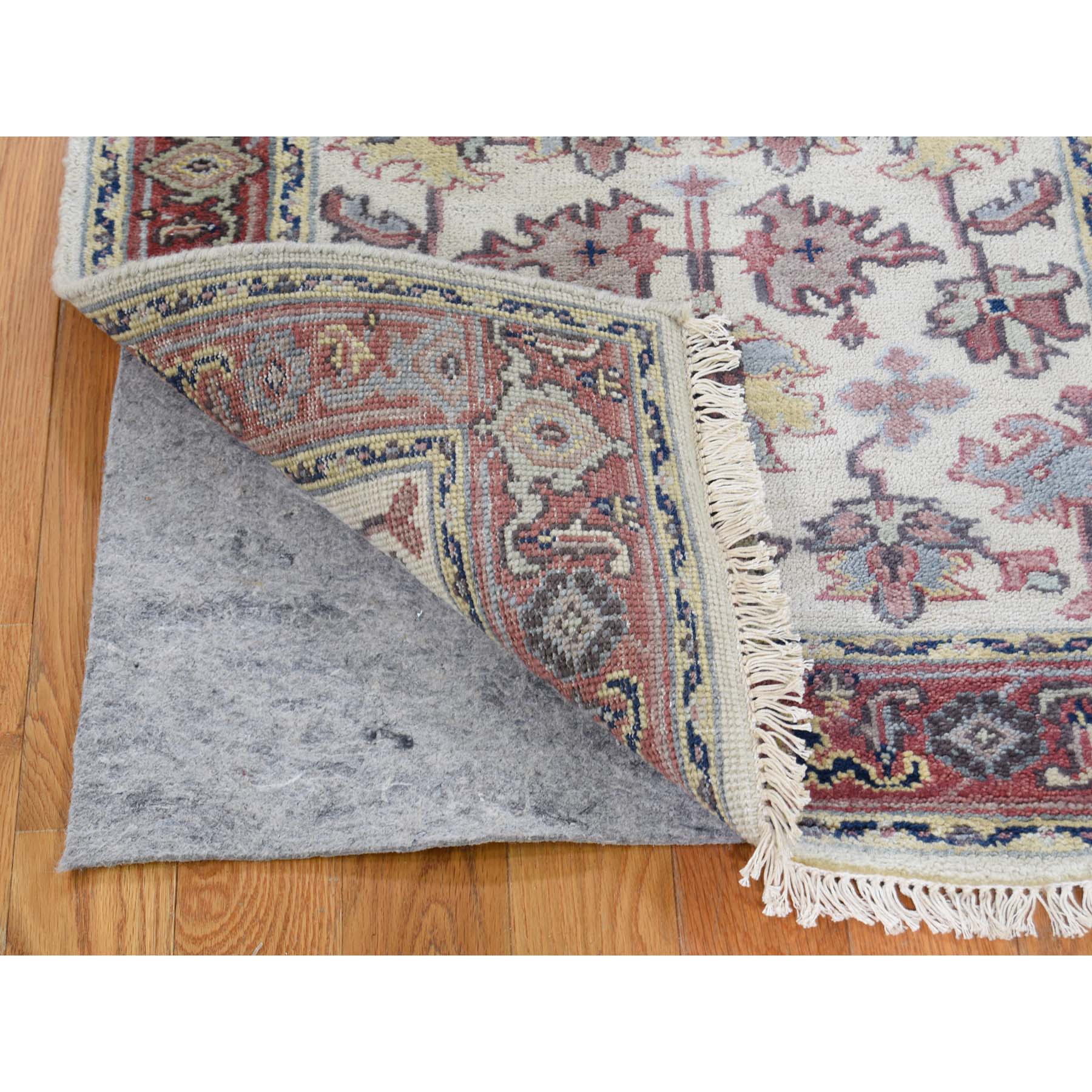2-5 x5-10  Ivory Heriz Revival All Over Design Pure Wool Hand-Knotted Oriental Runner Rug 