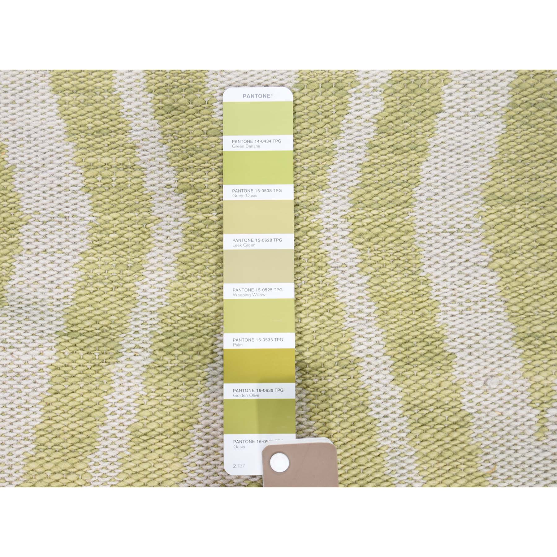 2-x3- Light Green Hand Woven Pure Wool Reversible Kilim Oriental Rug 