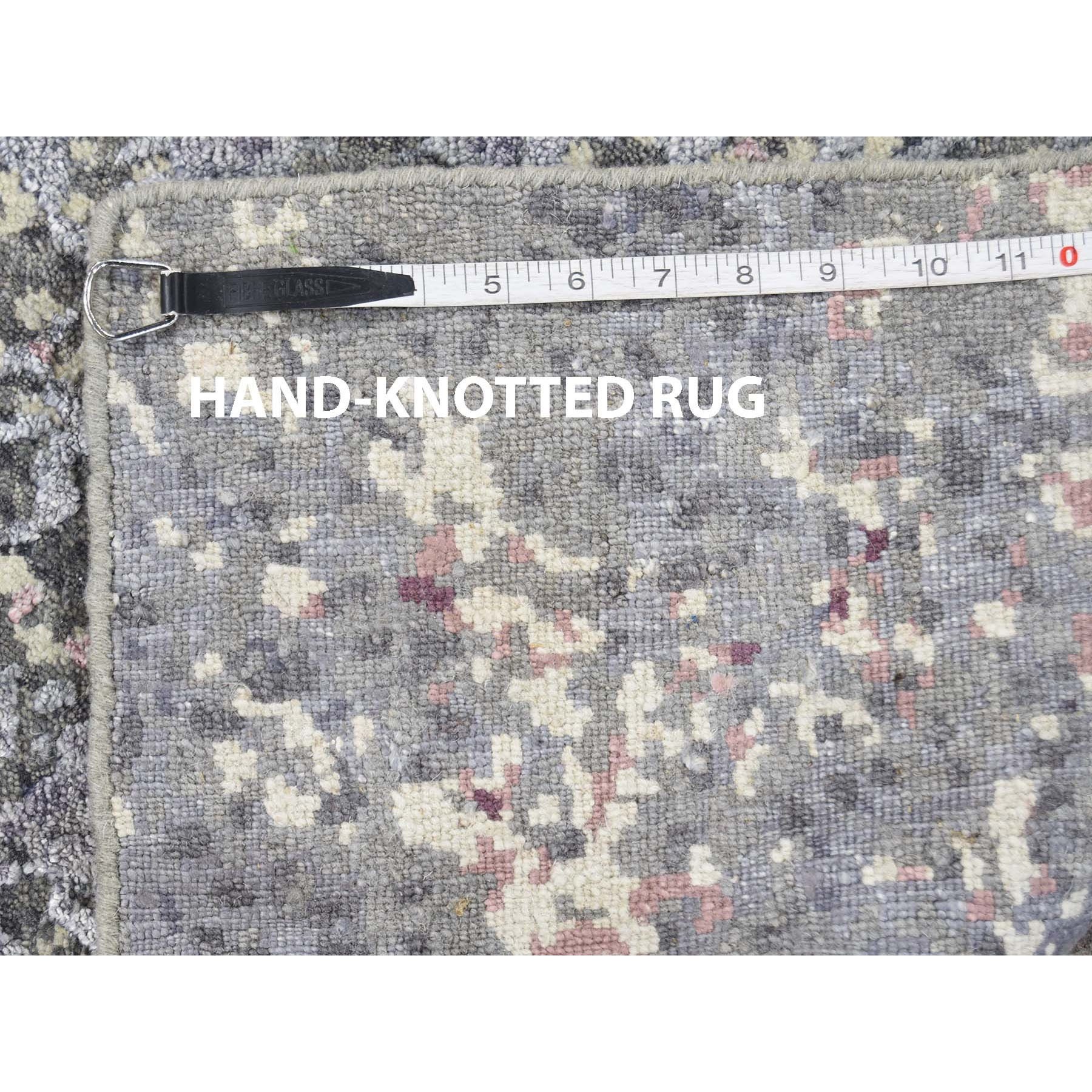 2-x3- Lavender Abstract Design Wool and Silk Hand-Knotted Oriental Rug Sample 