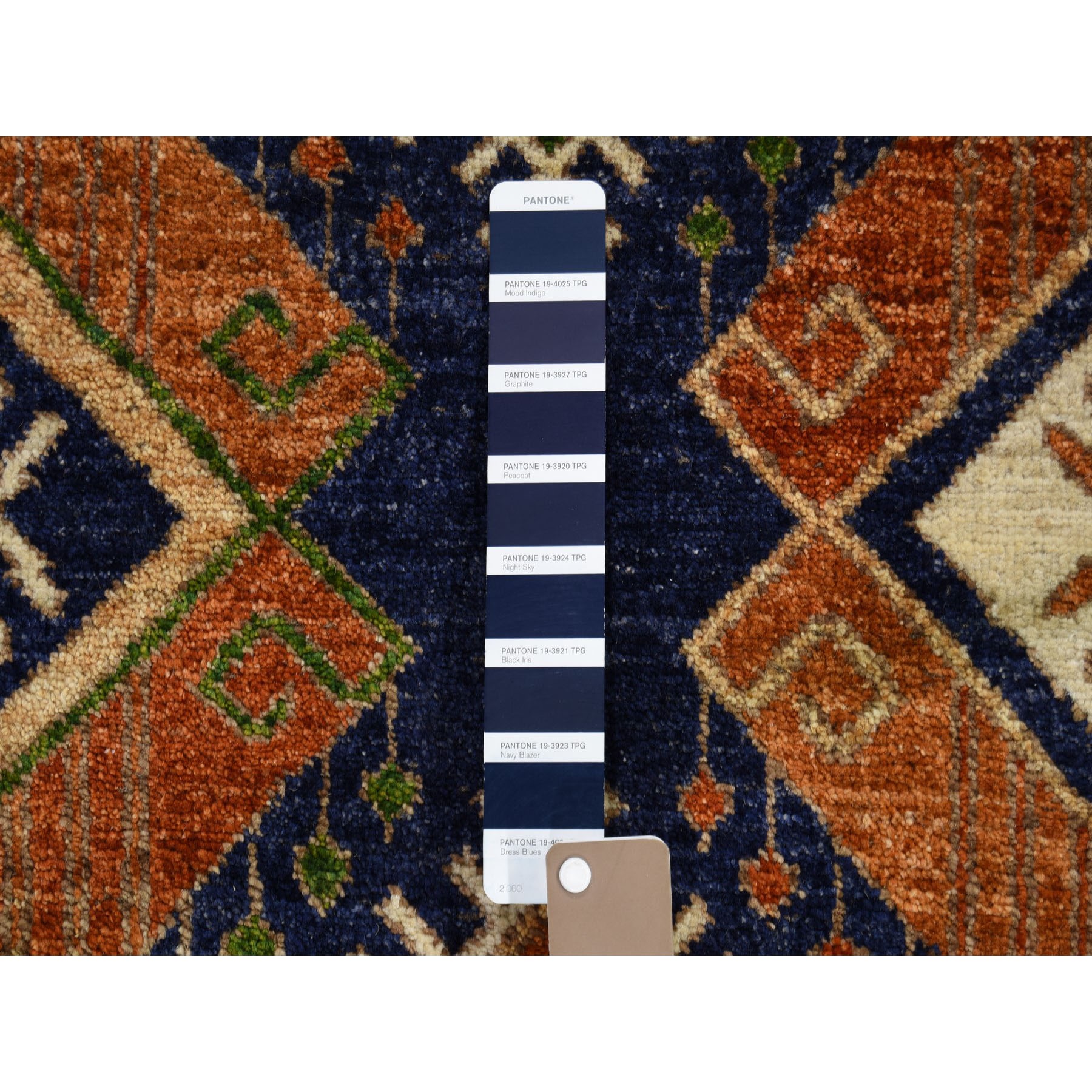 9-x12-5  Blue Afghan Ersari Geometric Design Pure Wool Hand-Knotted Oriental Rug 