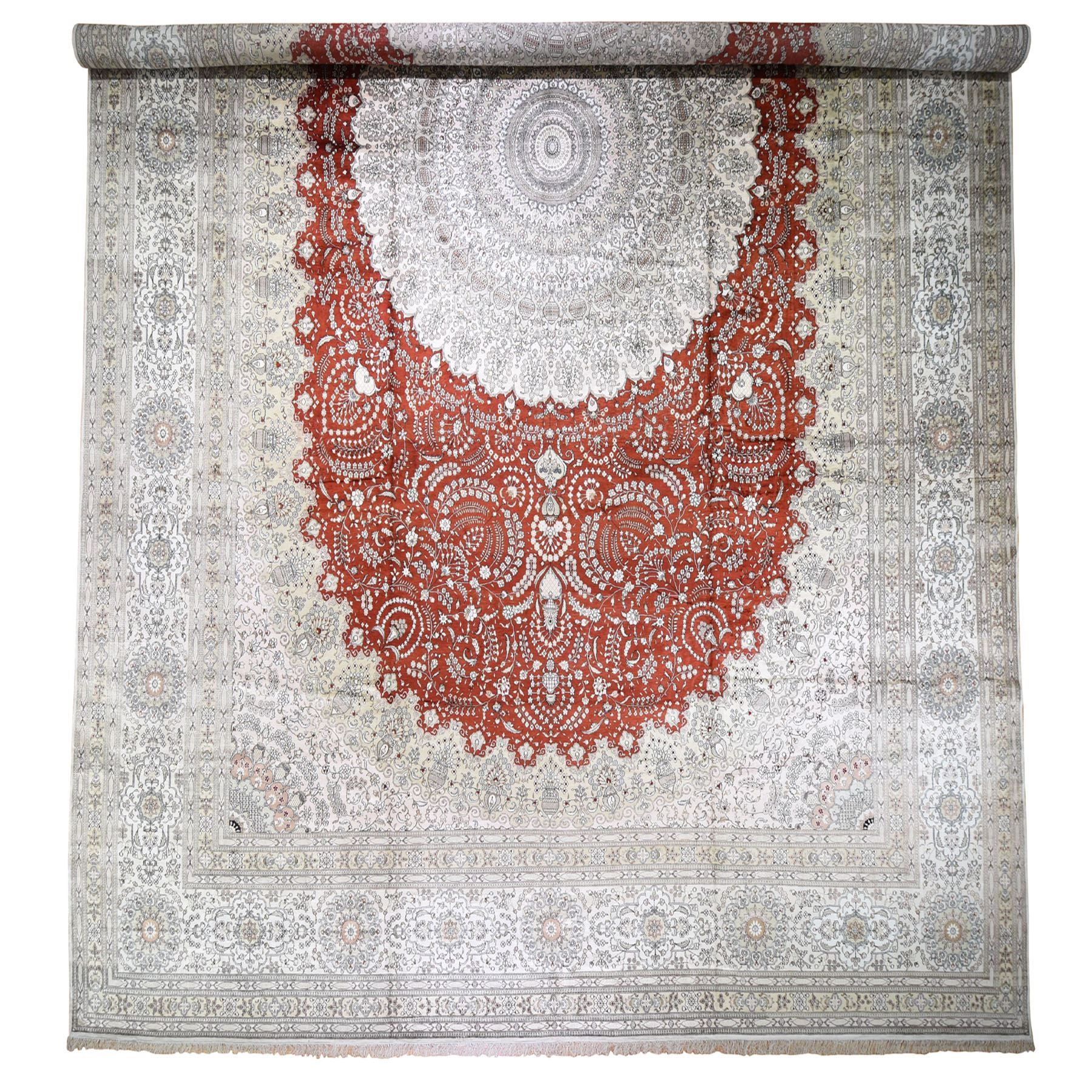 19-6 x28-10  Mansion Size Sino Silk Tabriz Hand-Knotted Oriental Rug 