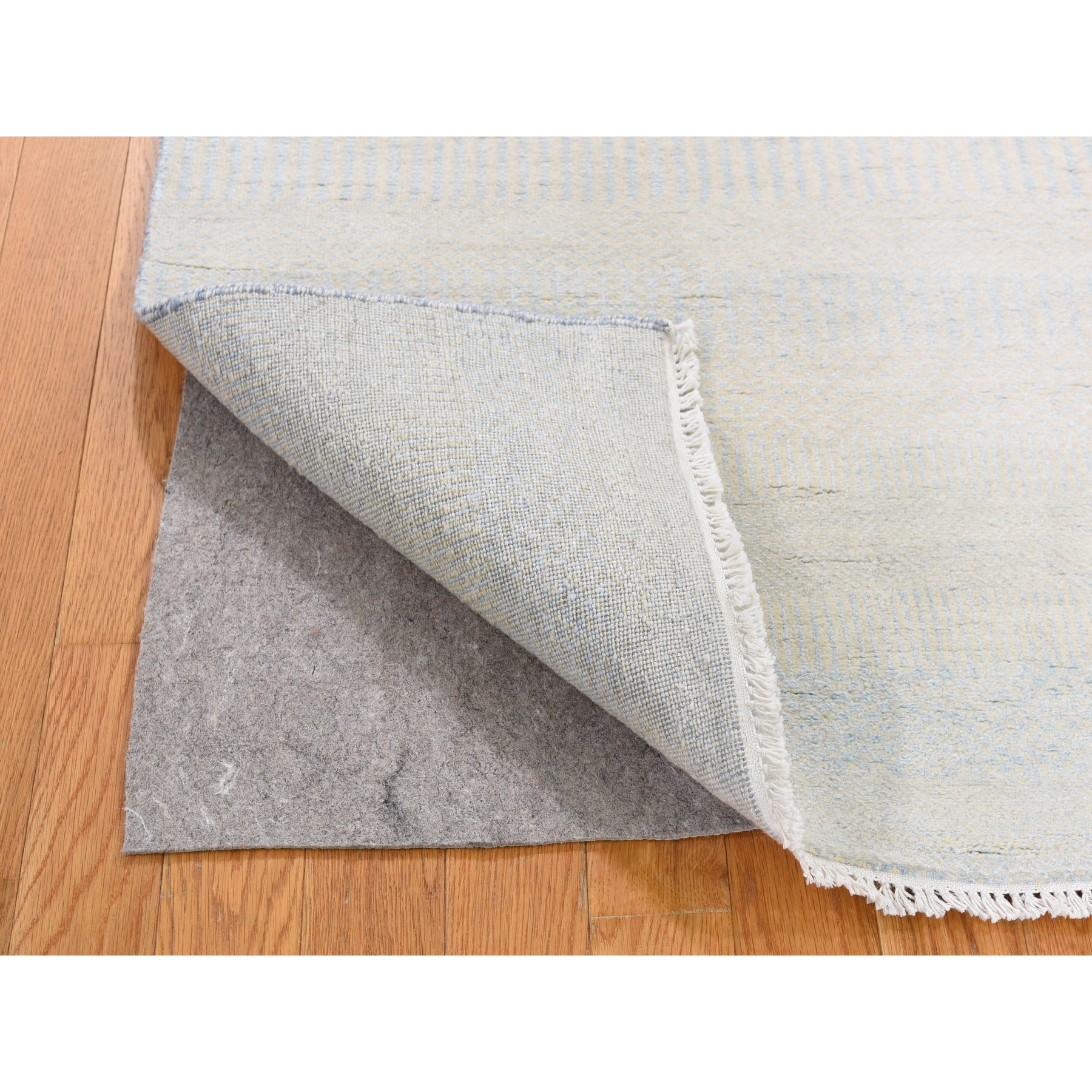 2-7 x8-4  Blue Grass Design Gabbeh Wool and Silk Hand Knotted Oriental Runner Rug 