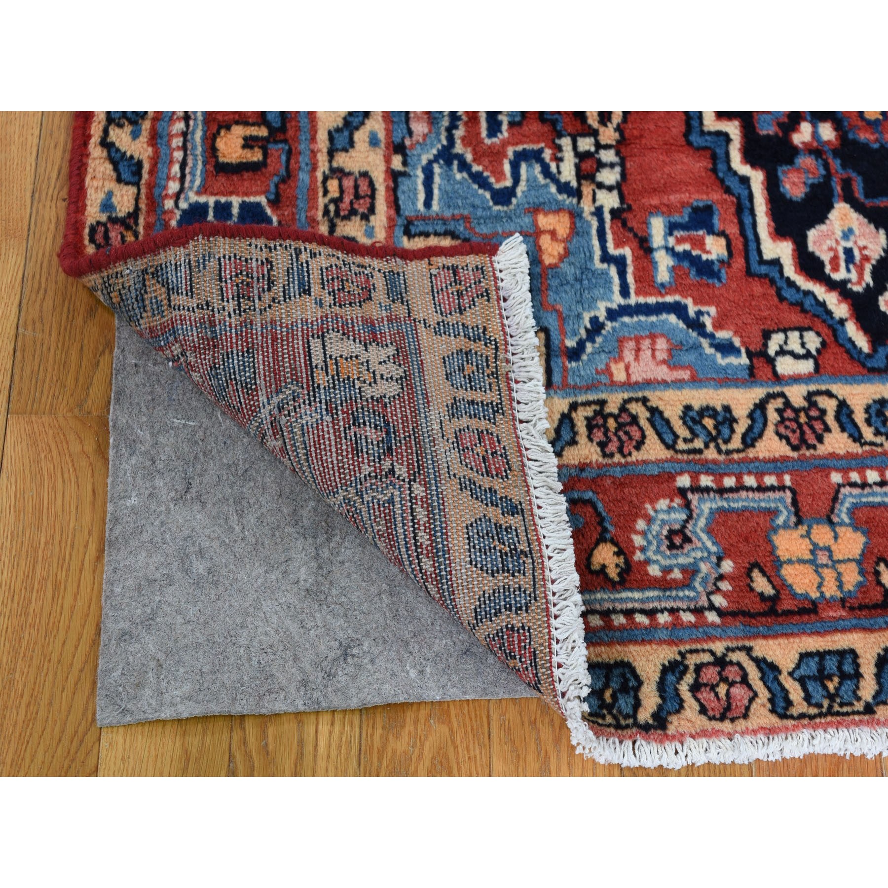 4-10 x9-6  Hand Knotted Salmon Vintage Persian Hamadan Pure Wool Full Pile Oriental Rug 