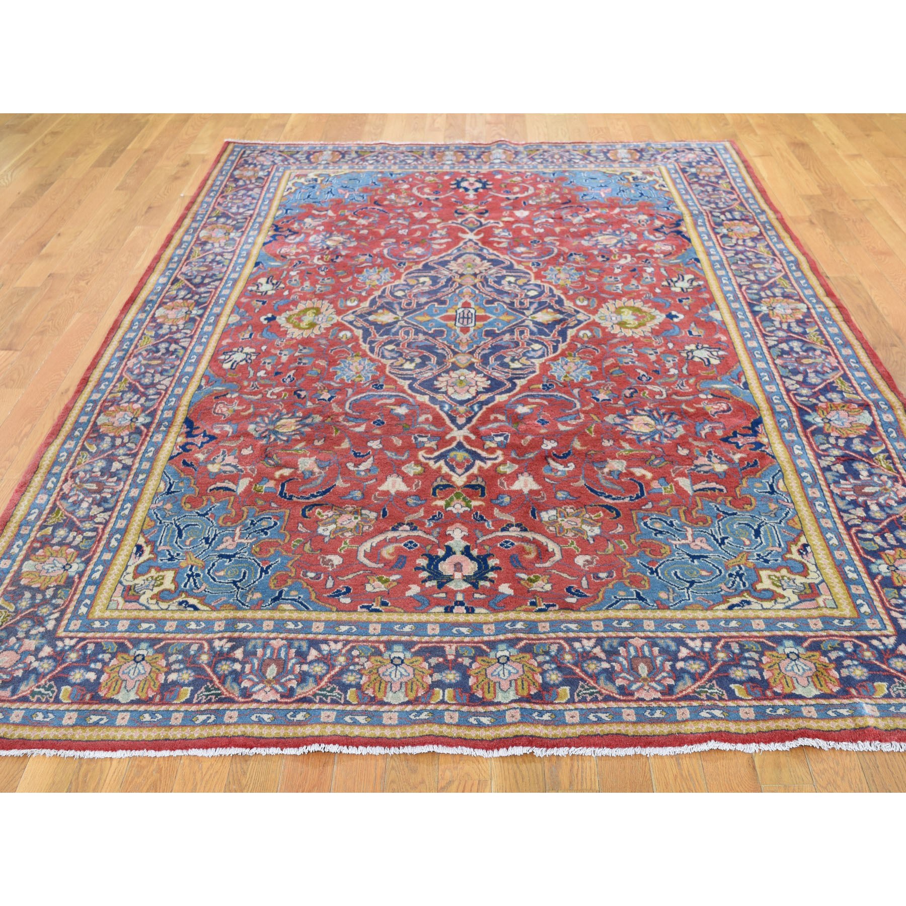 6-7 x9-4  Red Vintage Persian Mahal Good Condition hand Knotted Oriental Rug 