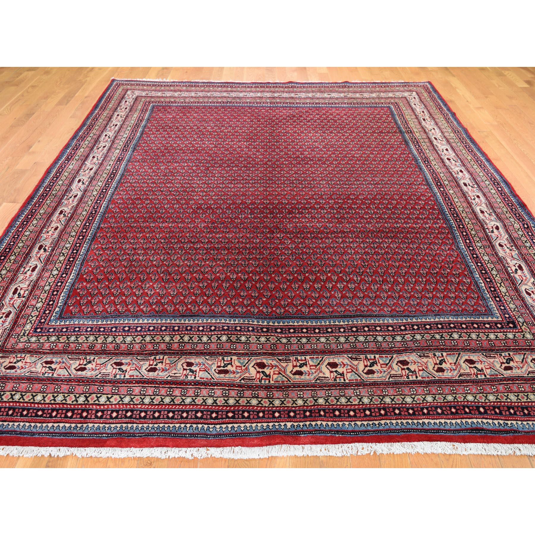8-x10-10  Red Vintage Persian Seraband Pure Wool Hand Knotted Oriental Rug 
