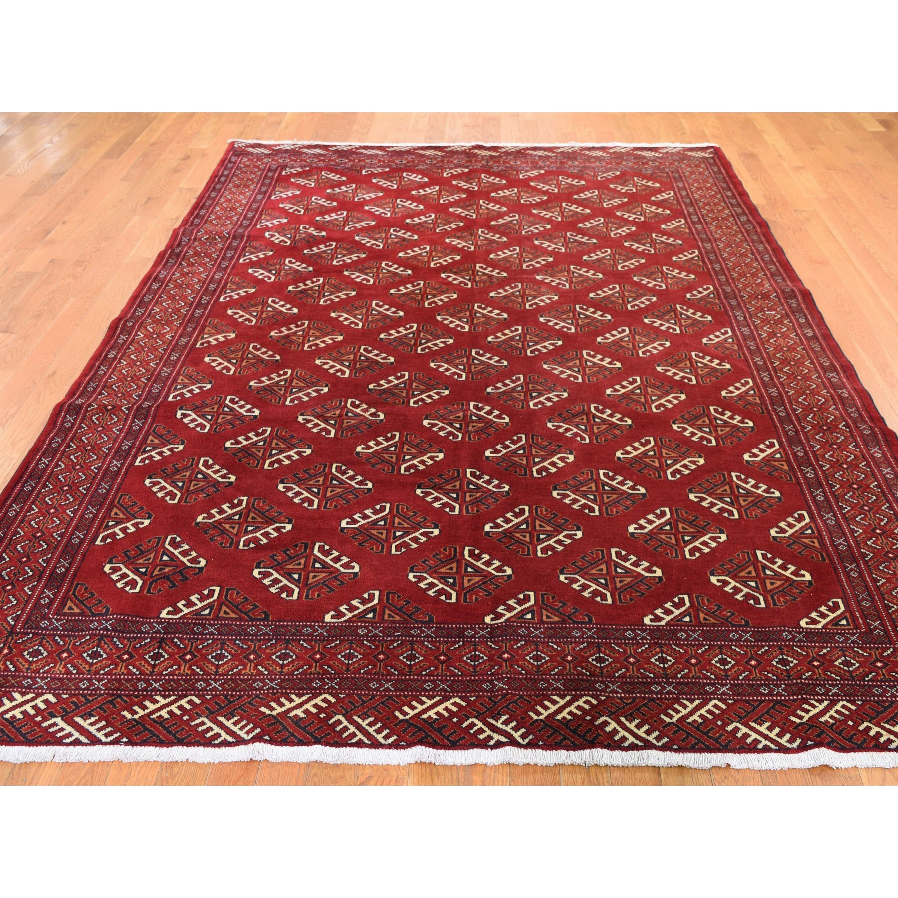 6-10 x9-5  Red New Turkoman Bokara Pure Wool Hand Knotted Oriental Rug 
