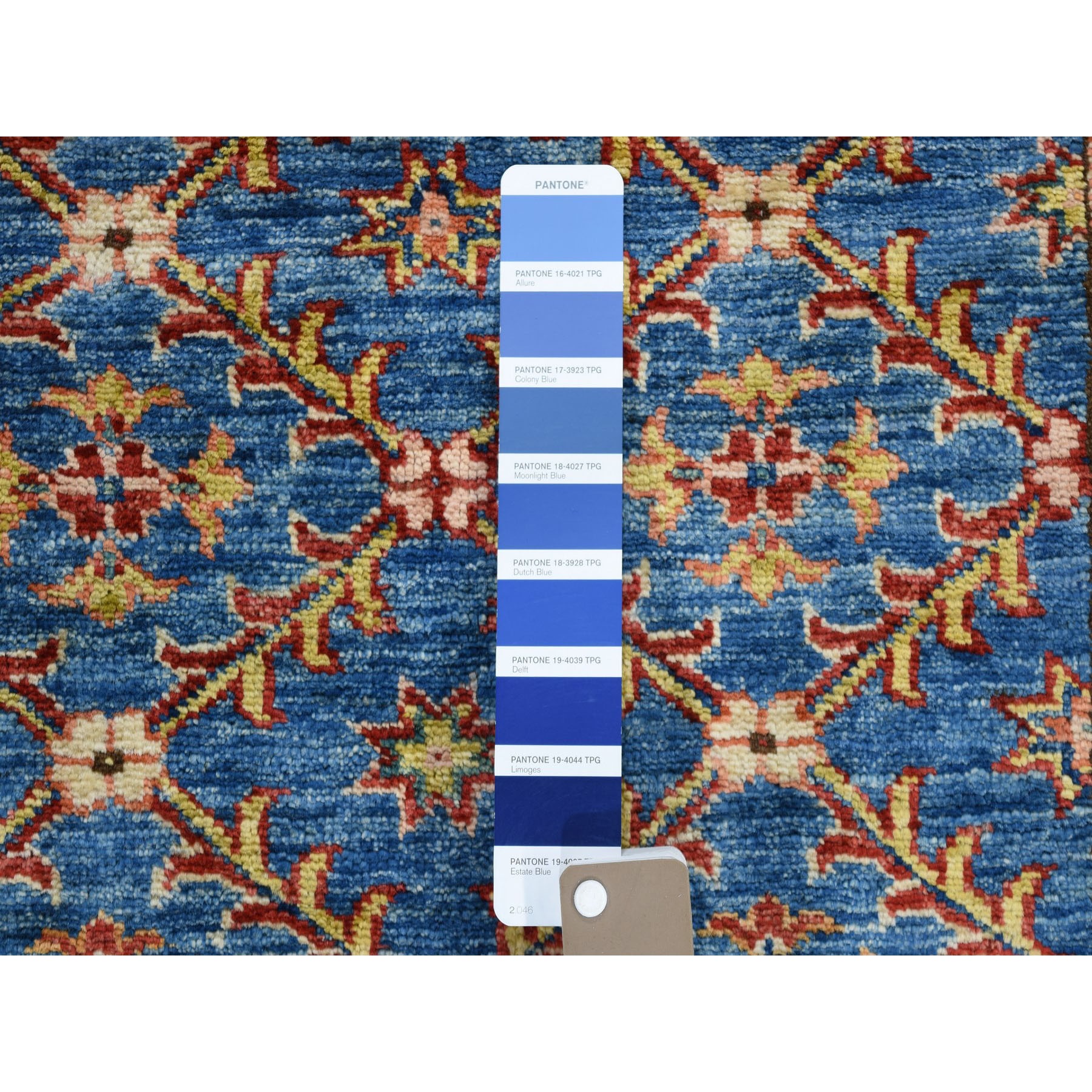 3-3 x5- Blue Super Kazak Geometric Design Pure Wool Hand Knotted Oriental Rug 