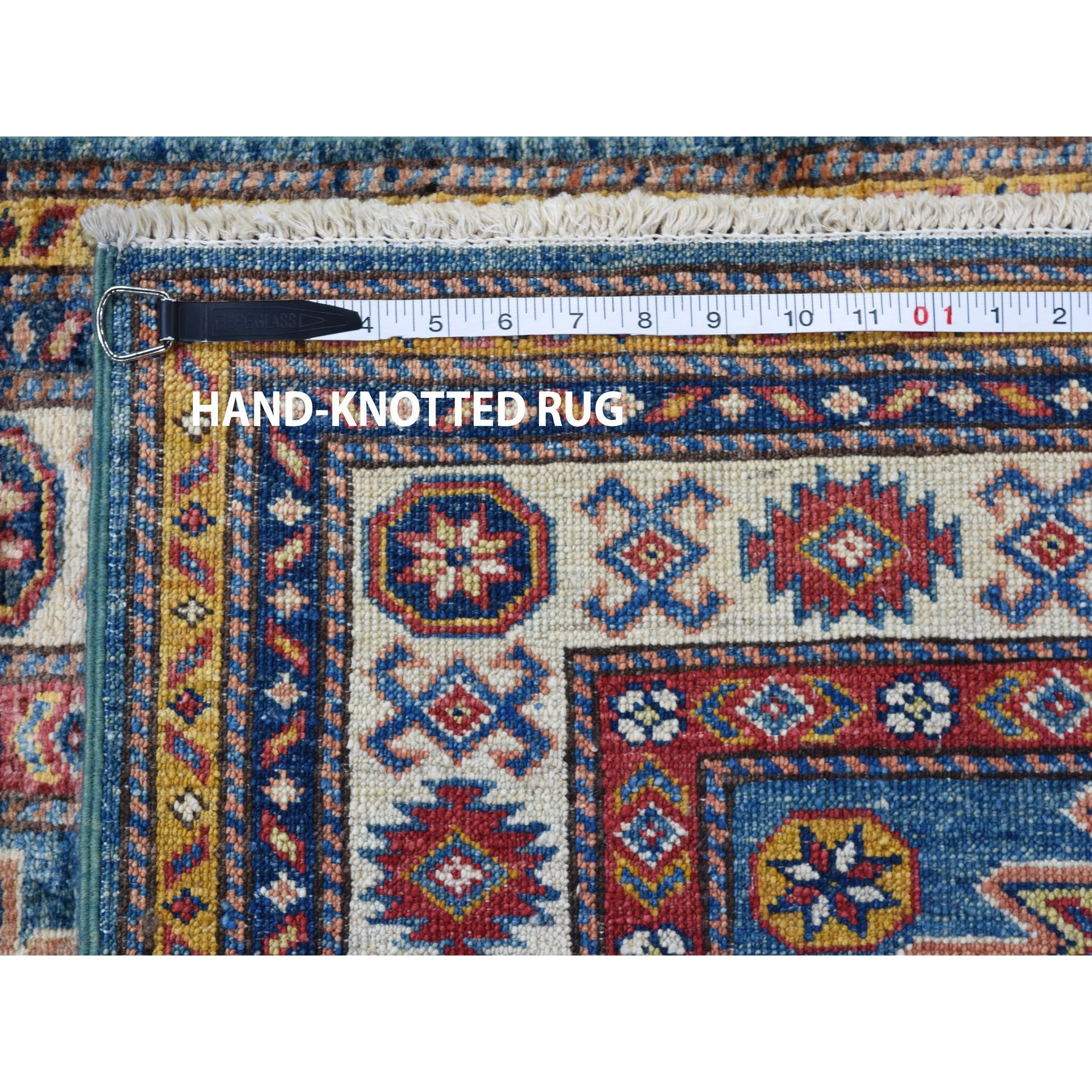 2-9 x3-9  Blue Super Kazak Geometric Design Pure Wool Hand Knotted Oriental Rug 