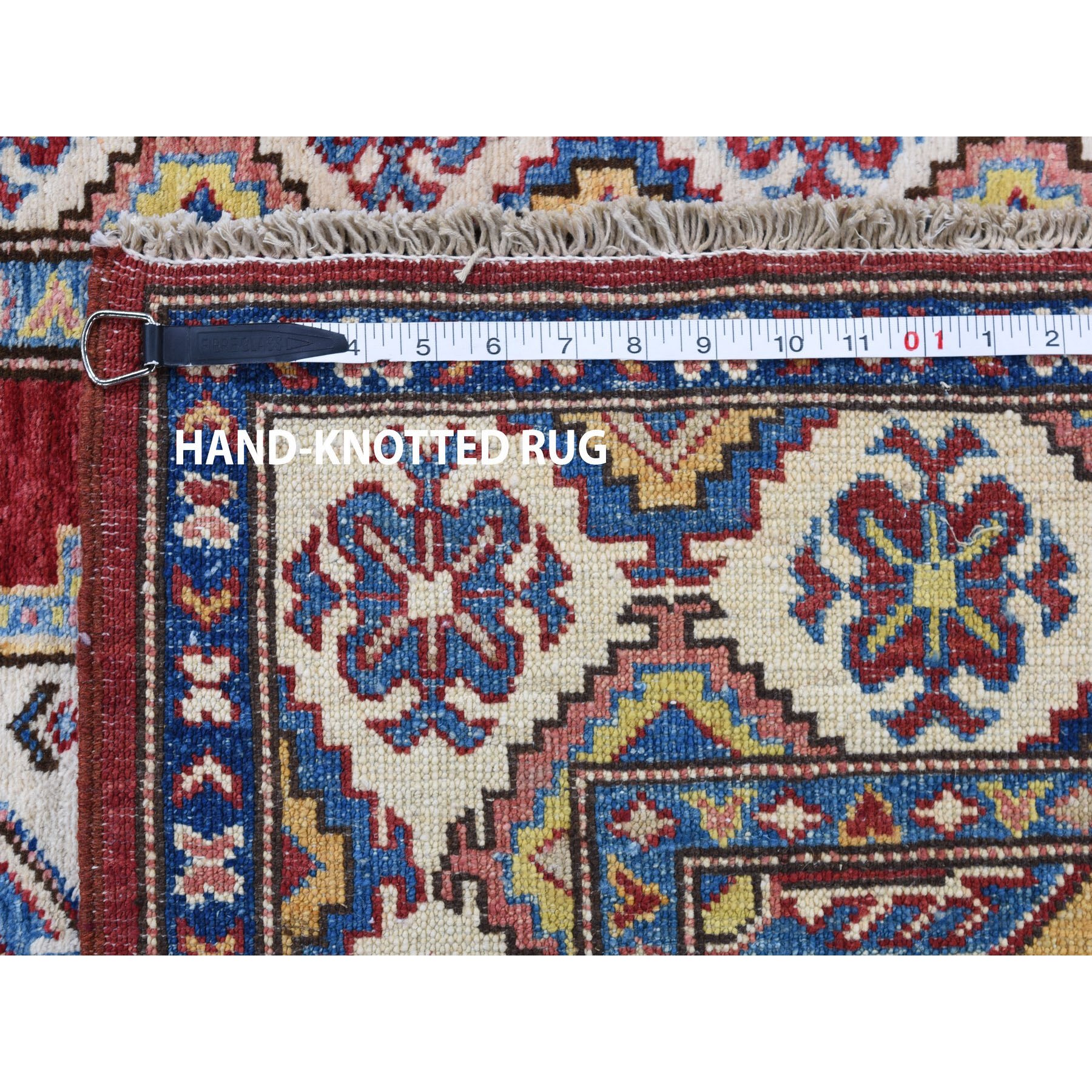3-4 x5-2  Red Super Kazak With Heriz Design Pure Wool Hand Knotted Oriental Rug 