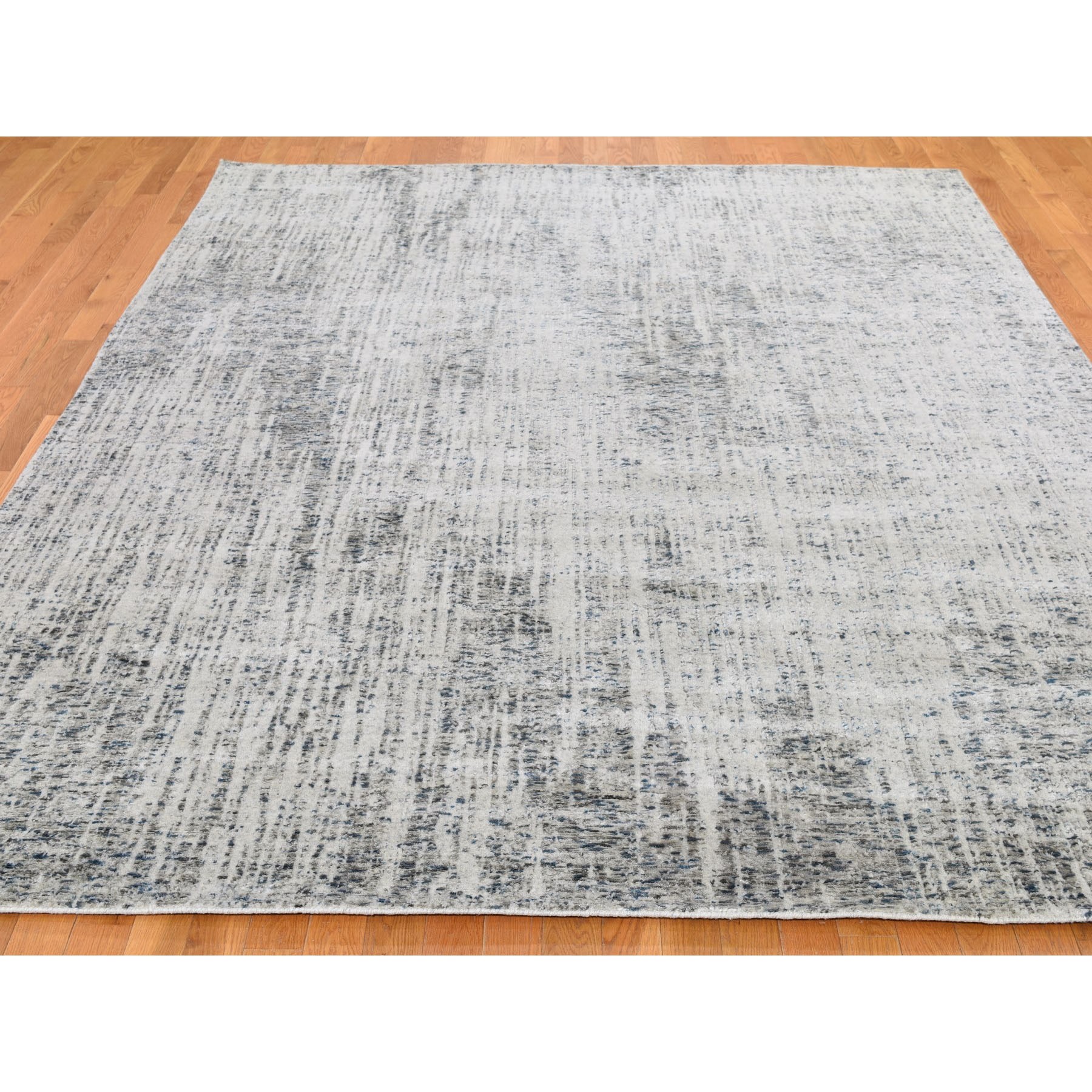 8-x10  Gray Fine jacquard Hand-Loomed Modern Wool And Silk Oriental Rug 