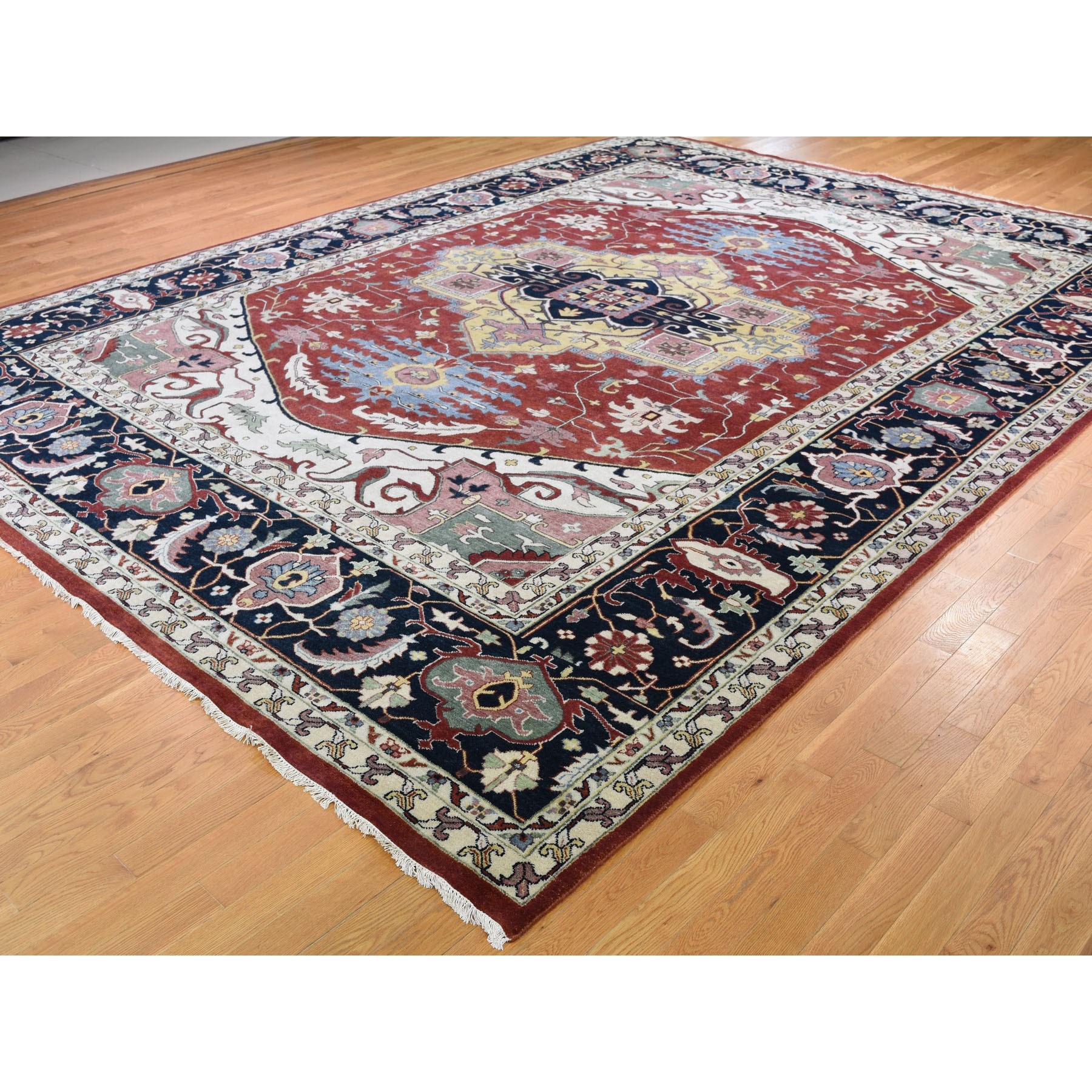 11-7 x15- Oversized Red Heriz Revival Pure Wool Hand Knotted Oriental Rug 