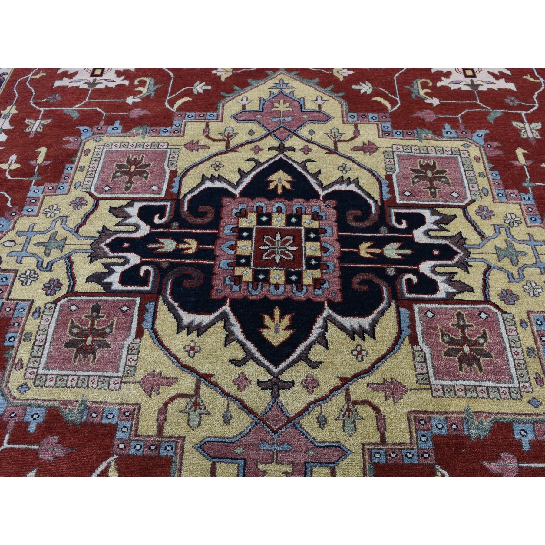 10-x13-8  Red Heriz Revival Pure Wool Hand Knotted Oriental Rug 
