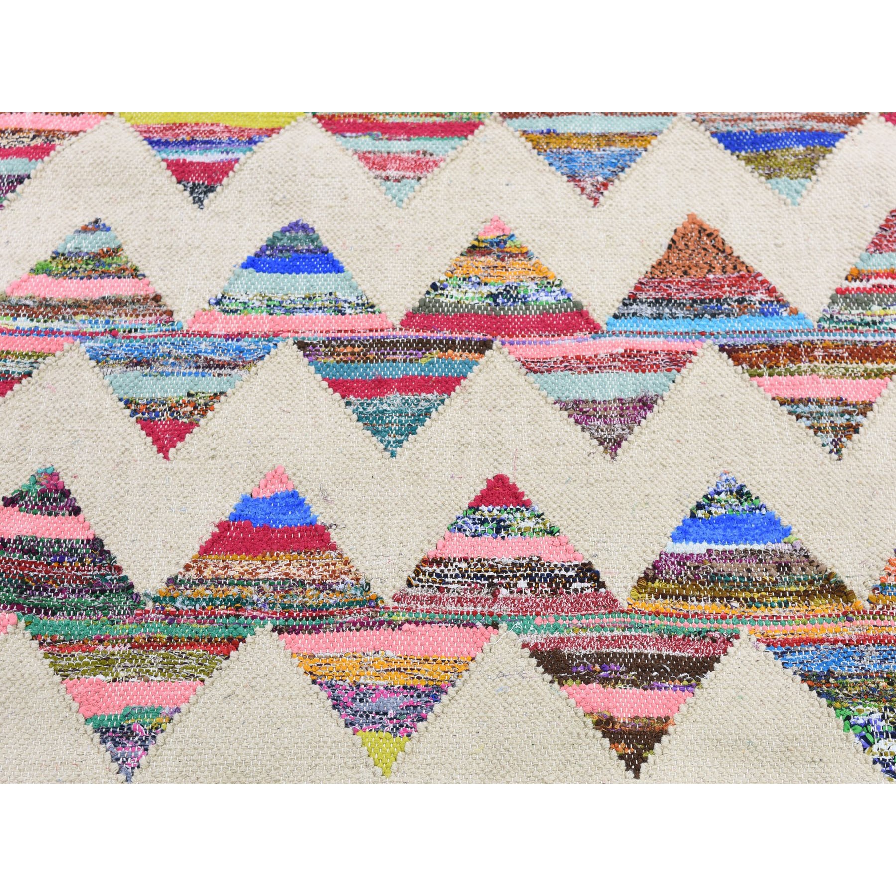 8-8 x12- Geometric Durie Kilim Cotton And Sari Silk Hand Woven Oriental Rug 