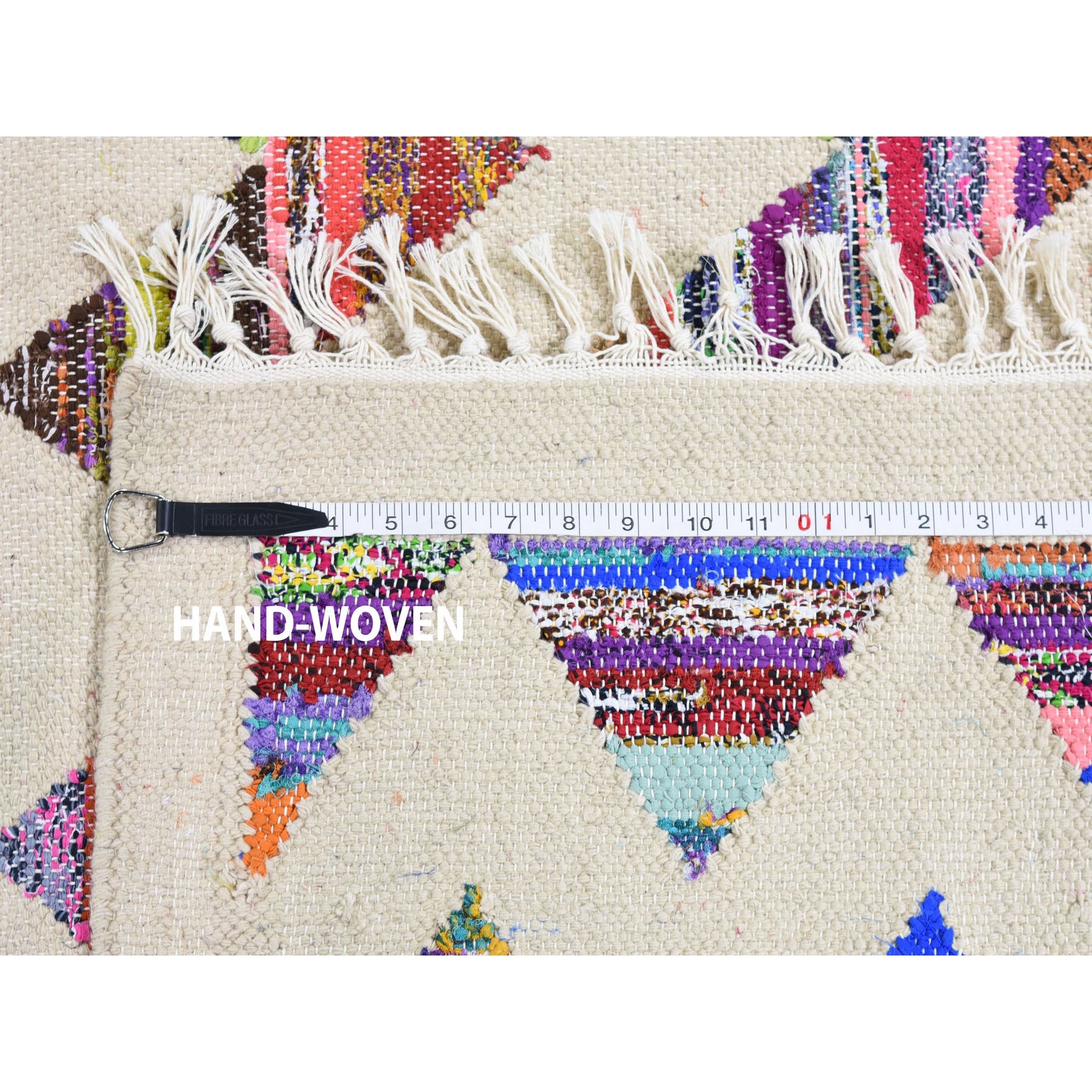 8-8 x12- Geometric Durie Kilim Cotton And Sari Silk Hand Woven Oriental Rug 