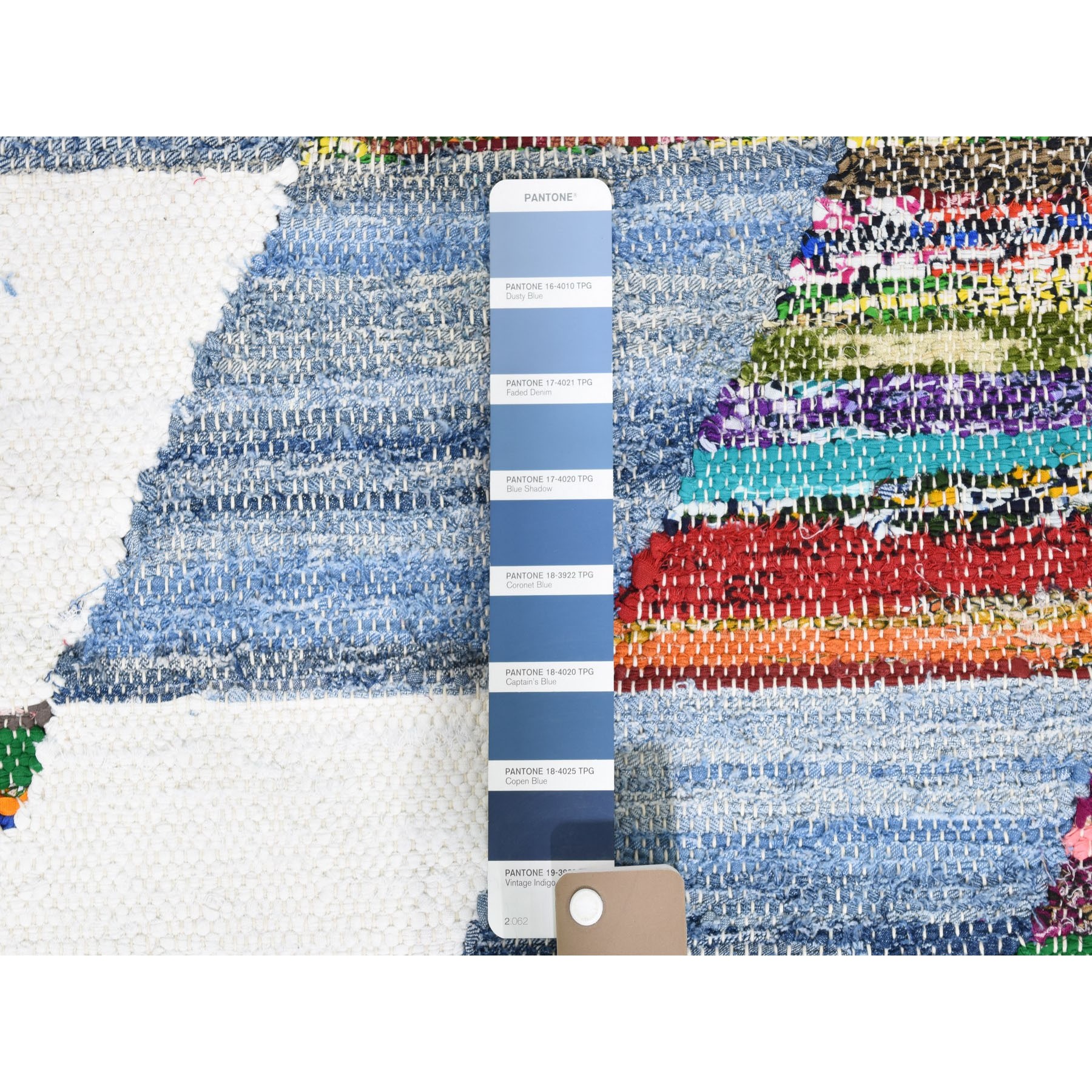 9-8 x14- Hand-Woven Geometric Cotton And Sari Silk Durie Kilim Oriental Rug 