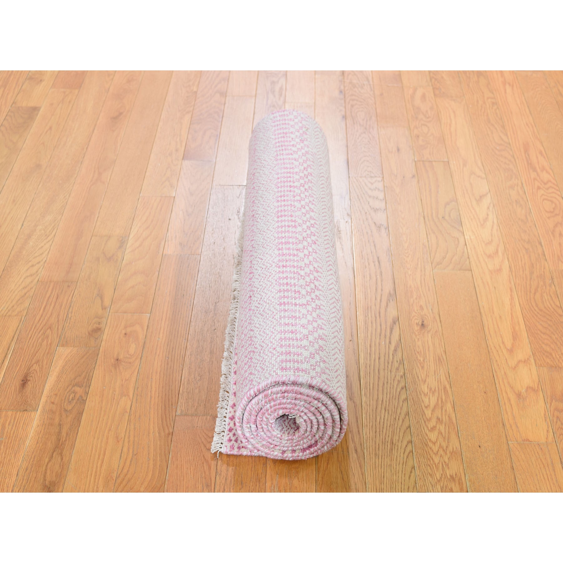 2-7 x7-9  Pink Grass Design Gabbeh Wool and Silk Hand Knotted Runner Oriental Rug 