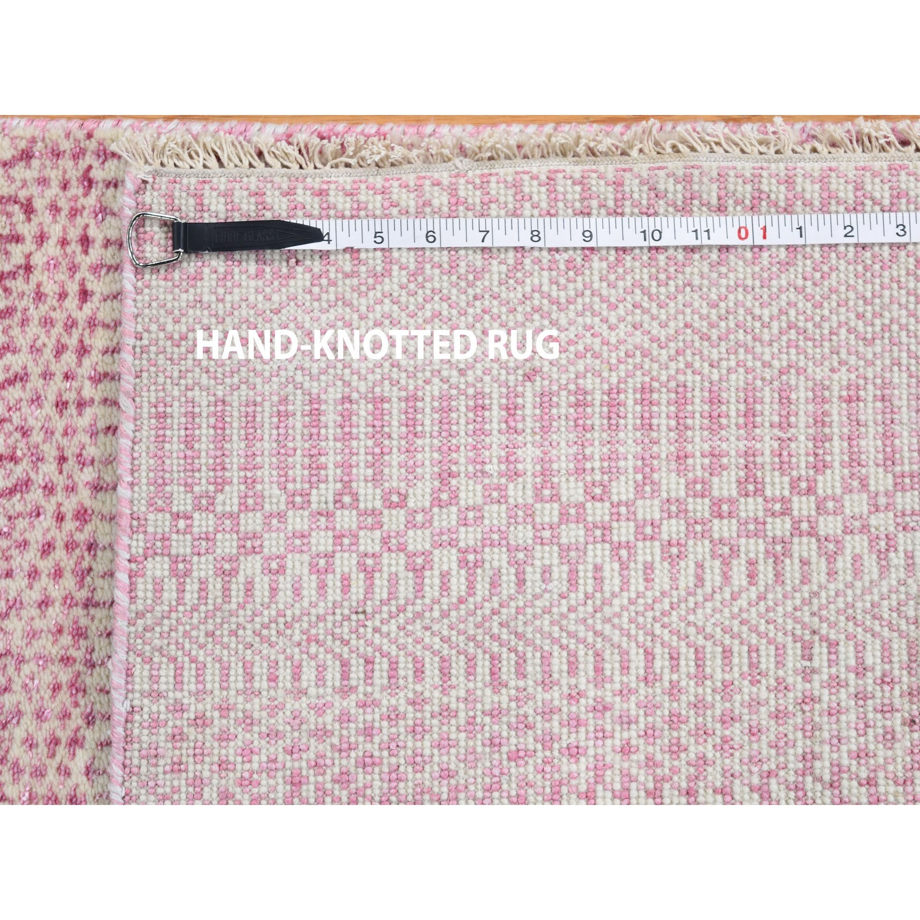 2-7 x7-9  Pink Grass Design Gabbeh Wool and Silk Hand Knotted Runner Oriental Rug 