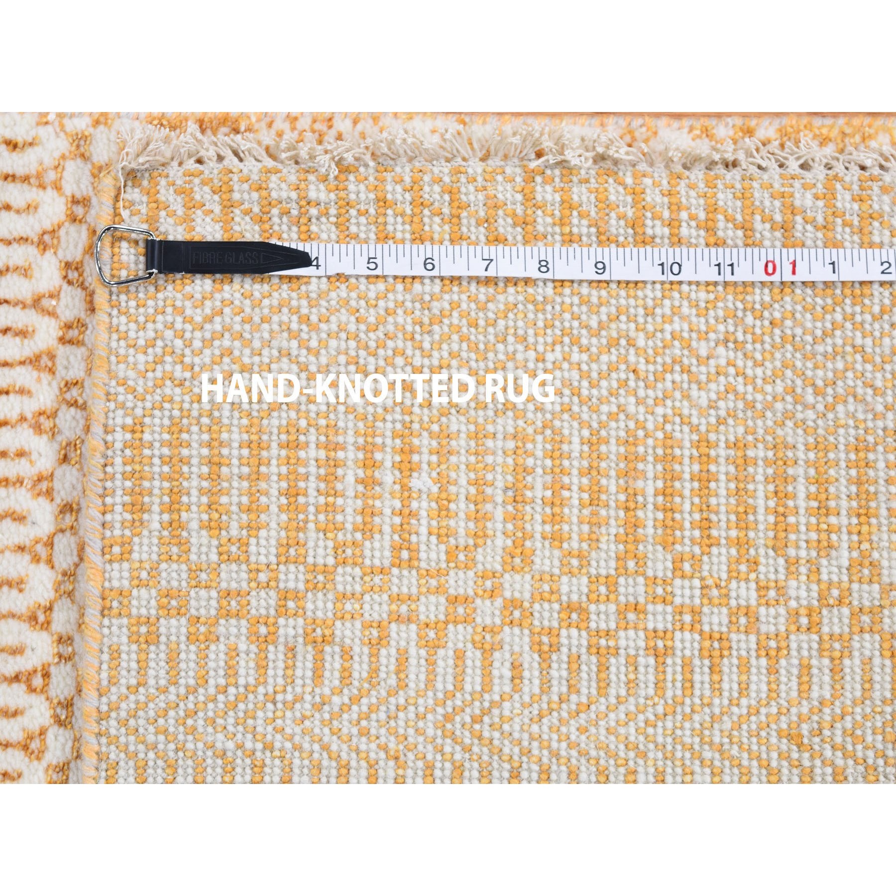 2-6 x7-10  Burnt Orange Grass Design Gabbeh Wool and Silk Runner Hand-Knotted Oriental Rug 