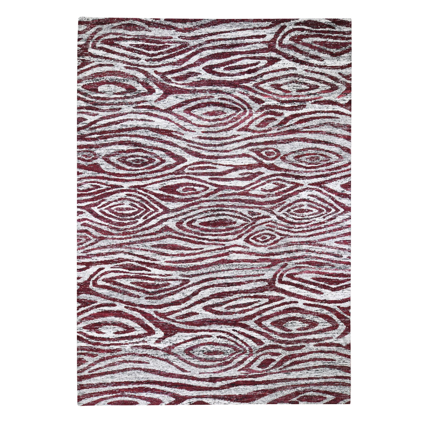 10-x14- Burgundy Modern Sari Silk Hand Knotted Oriental Rug 