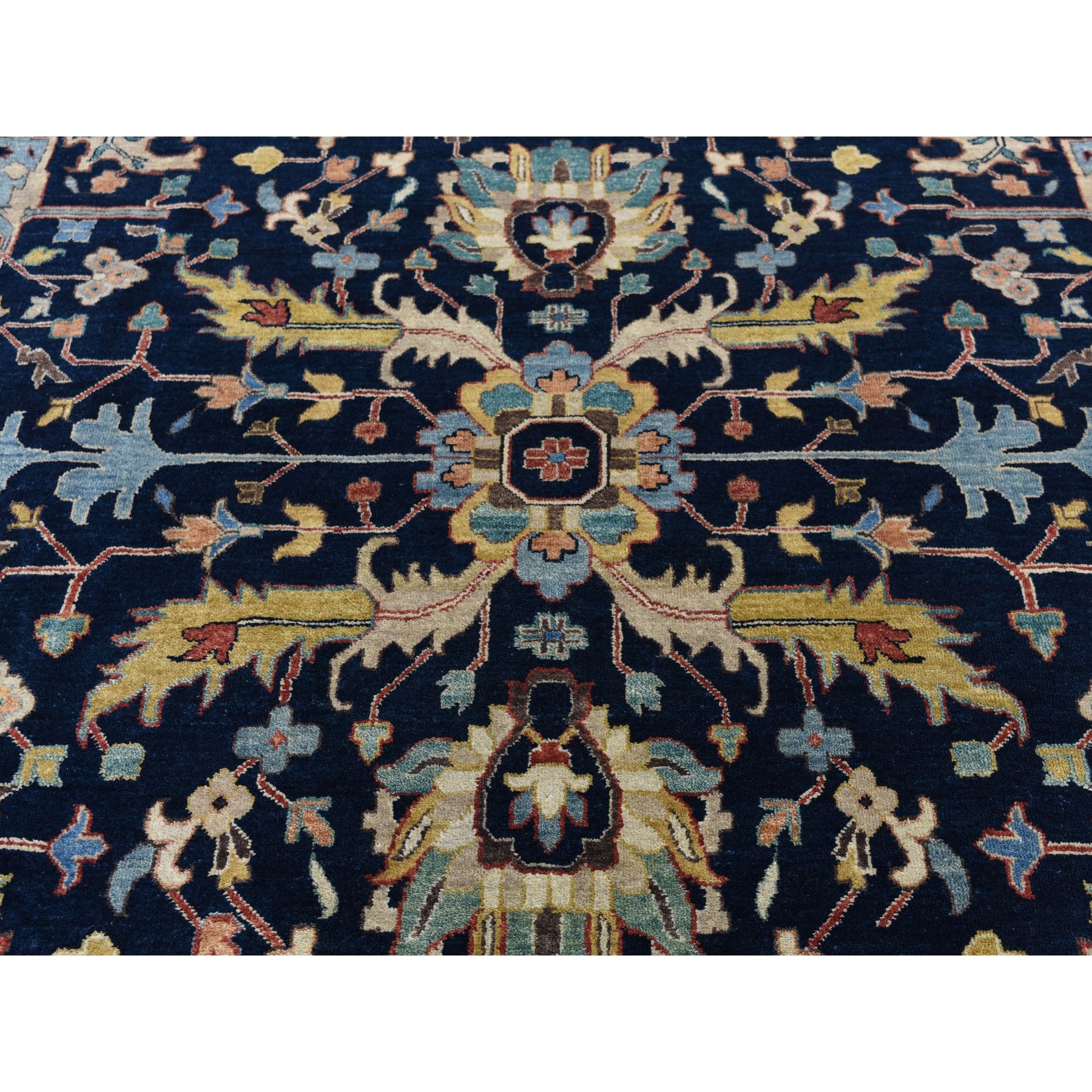 11-10 x15- Blue Oversized Antiqued Heriz Re-Creation Pure Wool Hand Knotted Oriental Rug 