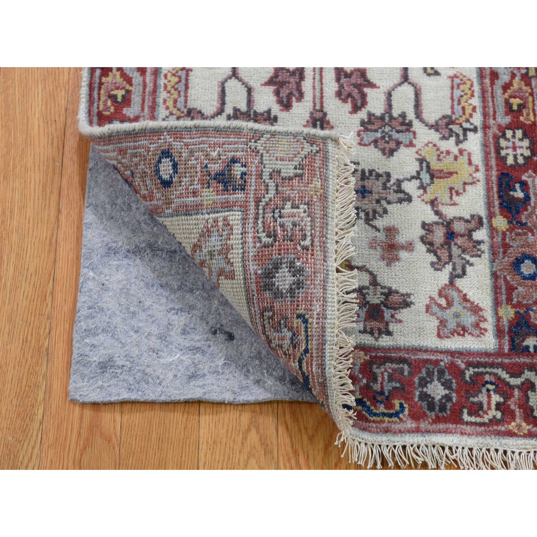 1-10 x3- Ivory Heriz Revival All Over Design Pure Wool Hand-Knotted Oriental Rug 