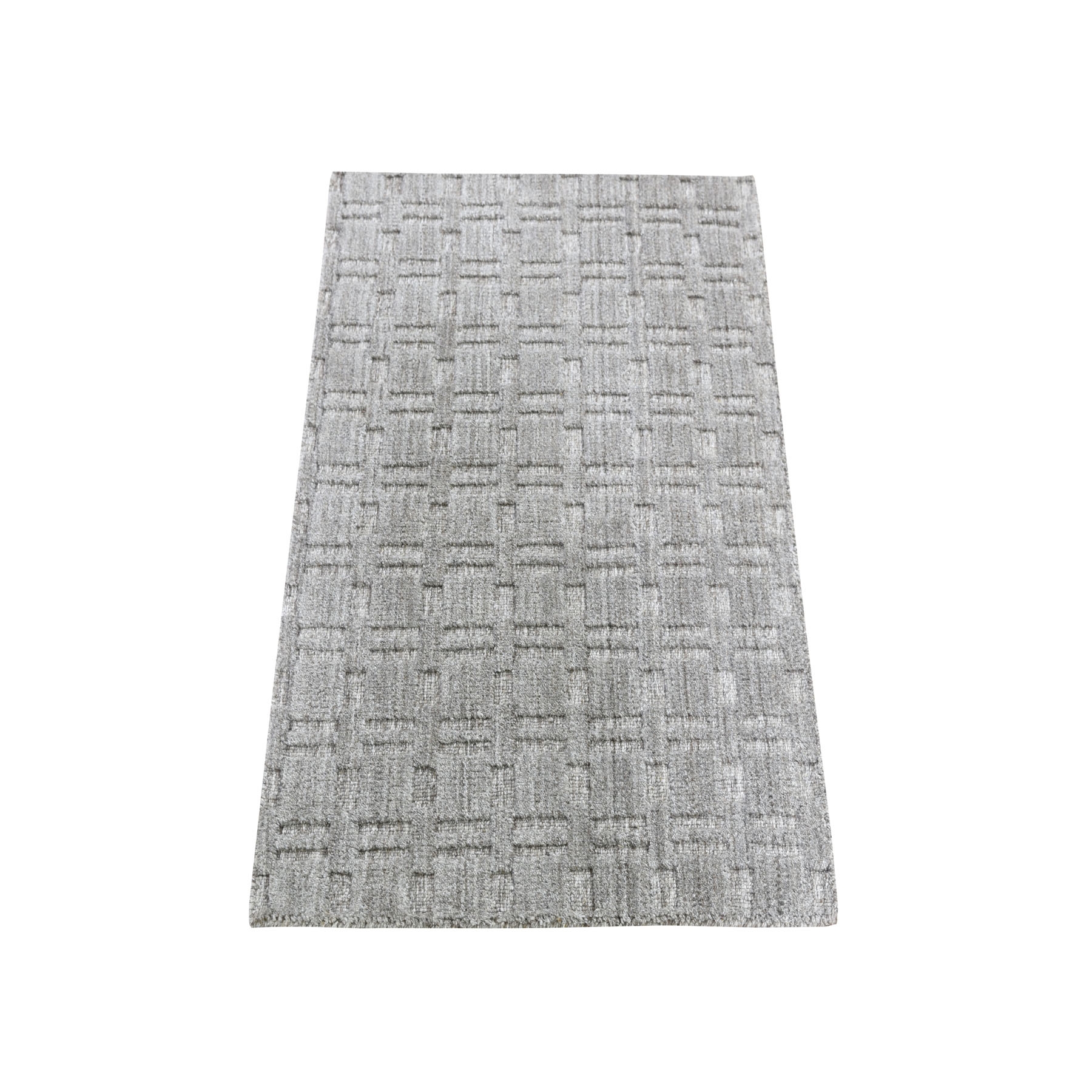 2'X3' Hand Loomed Grey Modern Sample 100 Percent Wool Oriental Rug moad7cd6