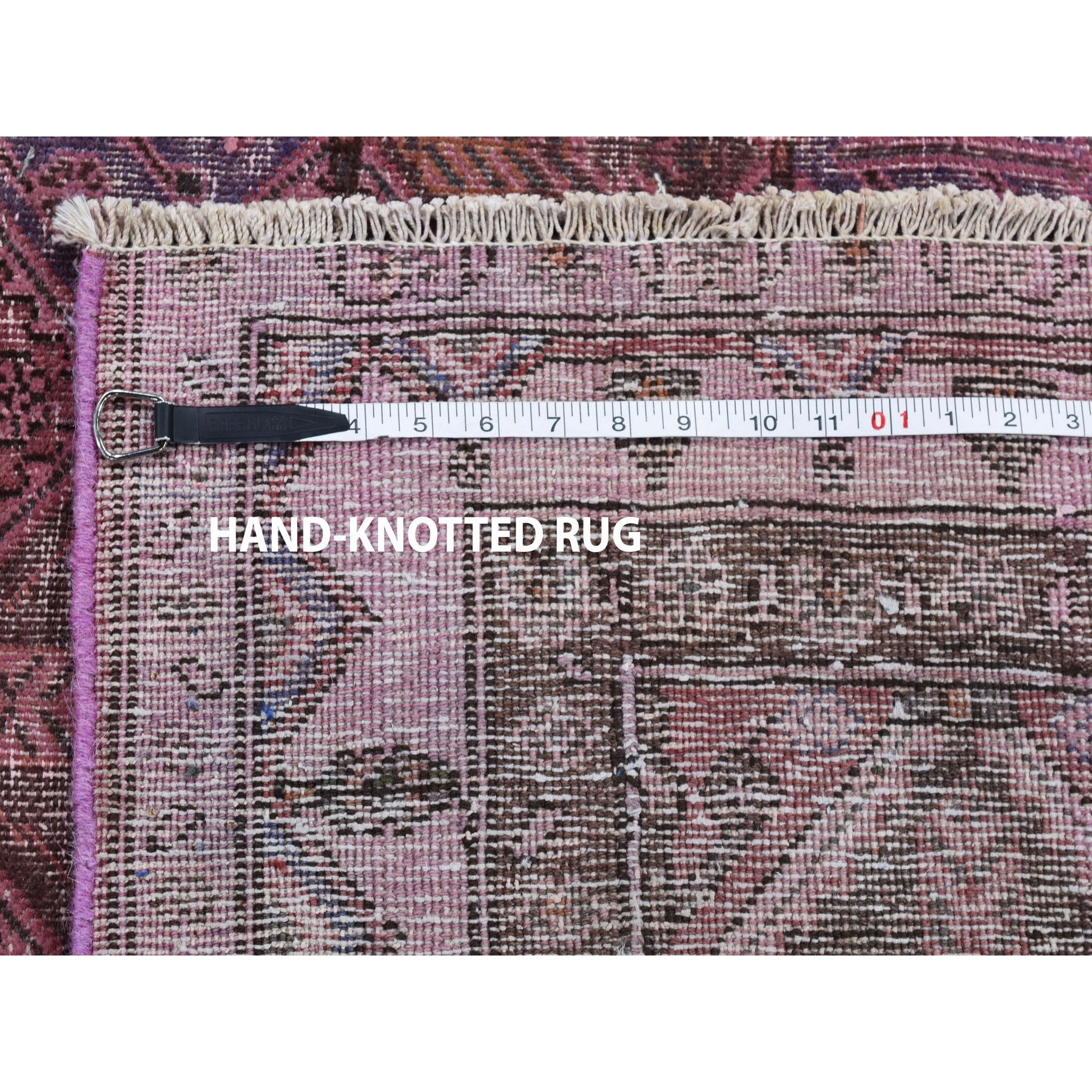 5-x9-3  Overdyed Persian Hamadan Worn Pile Wide Runner Hand Knotted Oriental Rug 