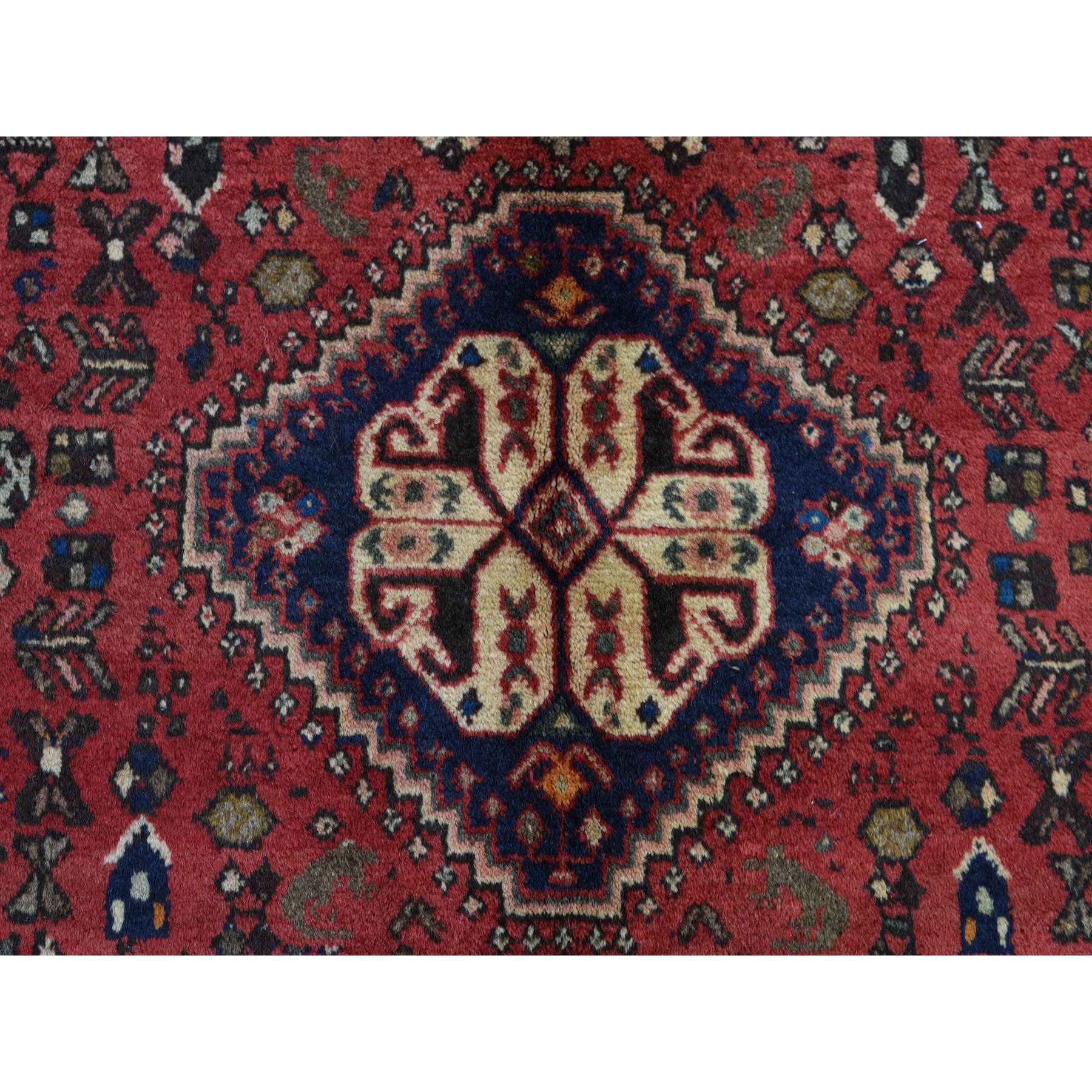 6-7 x9-4  Red Vintage Persian Shiraz Pure Wool Hand Knotted Exc Condition Oriental Rug 
