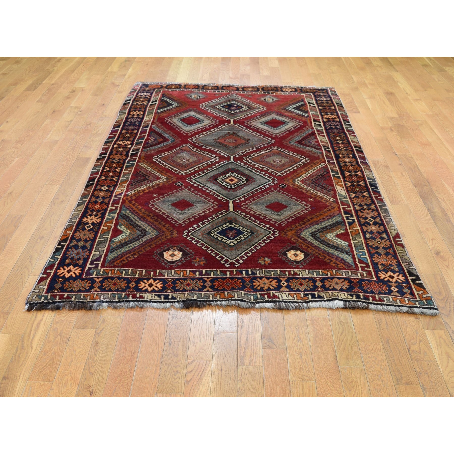 5-x8-8  Red New persian Shiraz Pure Wool Hand Knotted Oriental Rug 