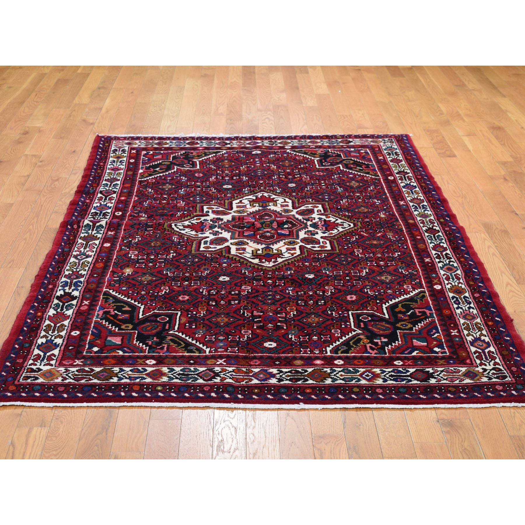 5-x7-7  Red New Persian Hamadan Pure Wool Hand Knotted Oriental Rug 