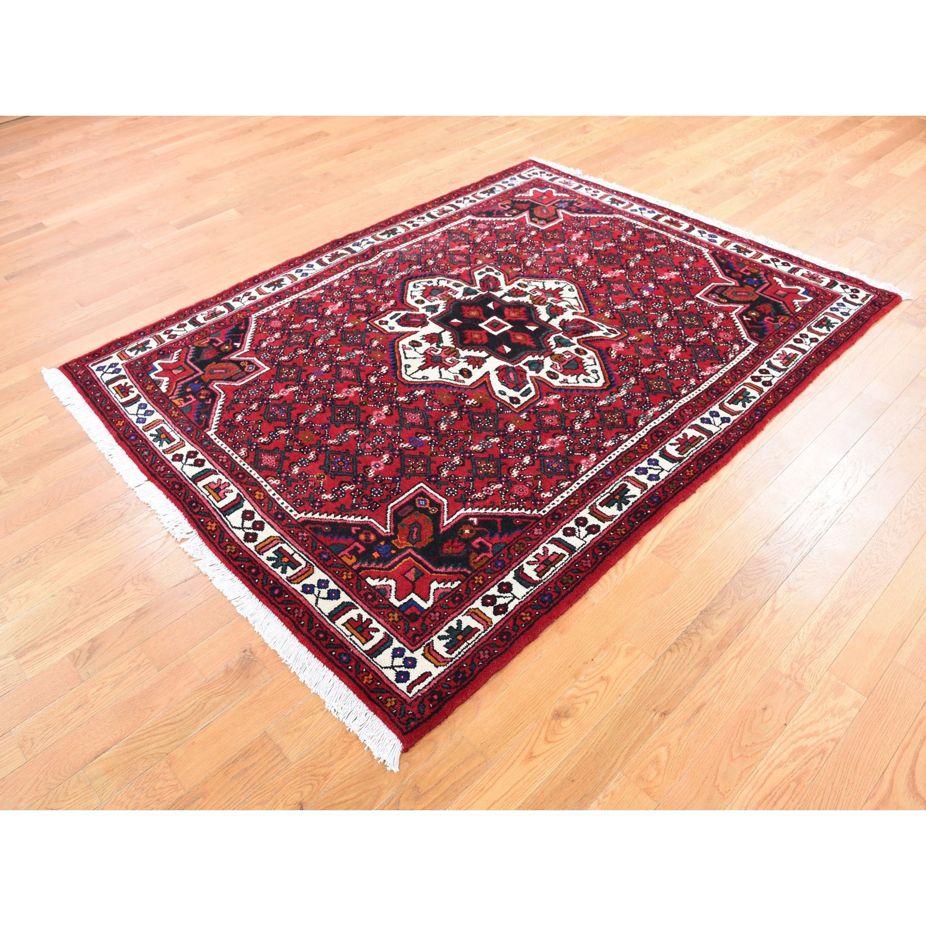 5-4 x7- Red New Persian Hamadan Pure Wool Hand Knotted Oriental Rug 