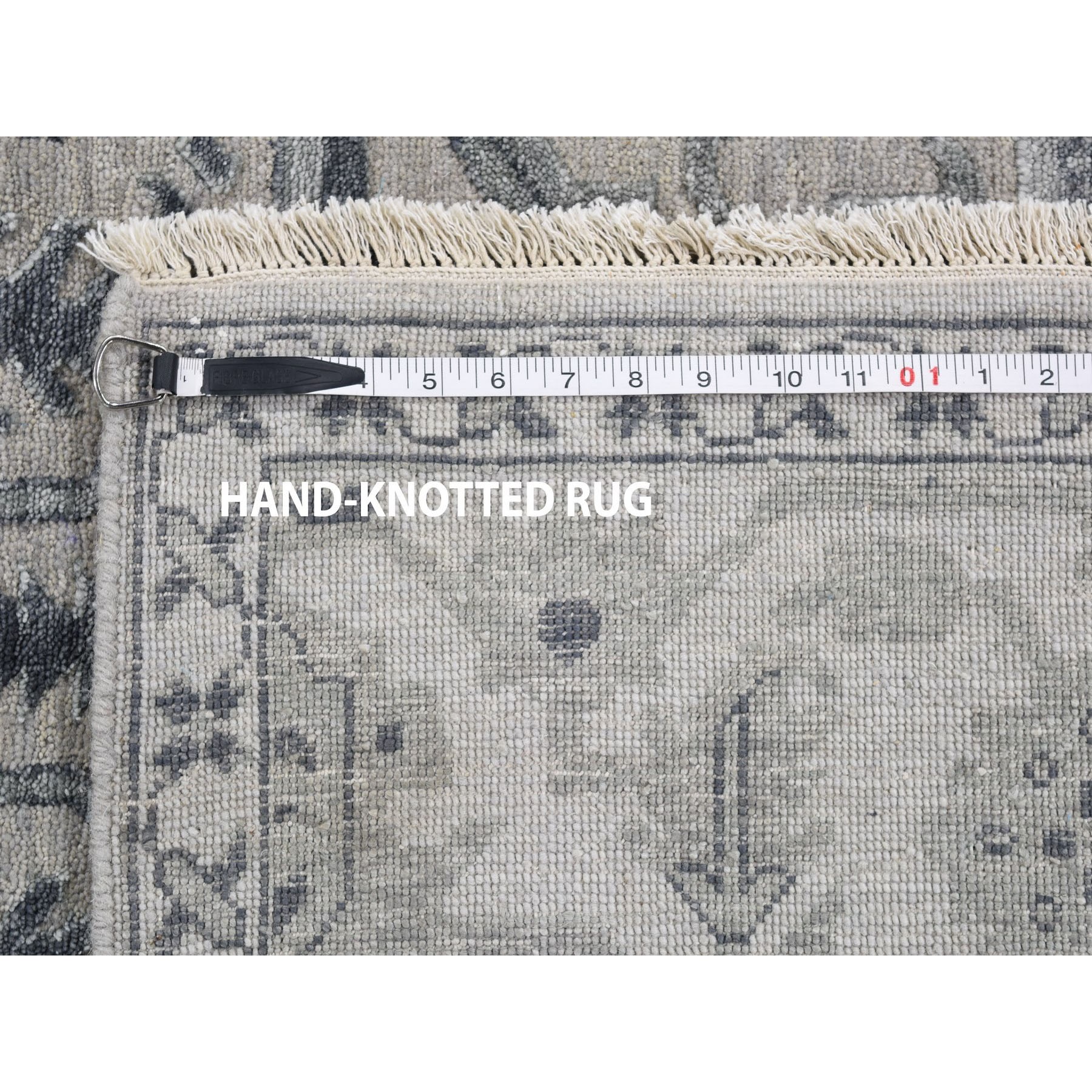 9-x12- Wool And Silk Heriz Design Grey Hand Knotted Oriental Rug 