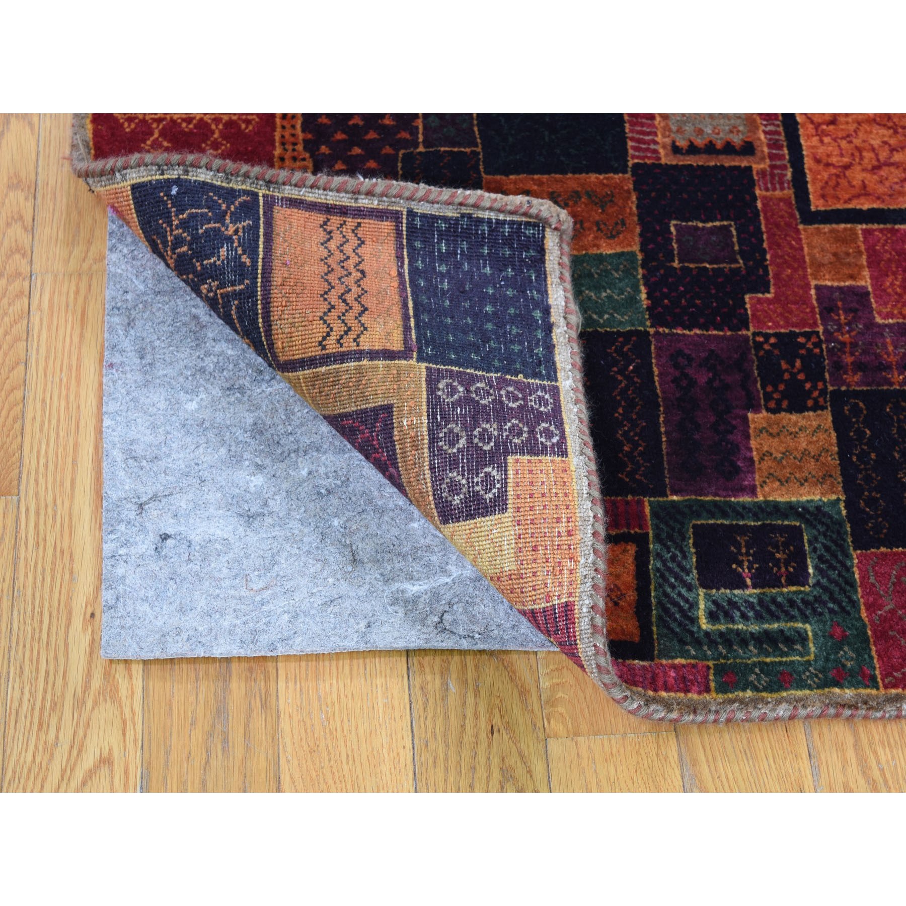 6-6 x6-6  Multicolored Square Patchwork Gabbeh Wool And Silk Hand Knotted Oriental Rug 