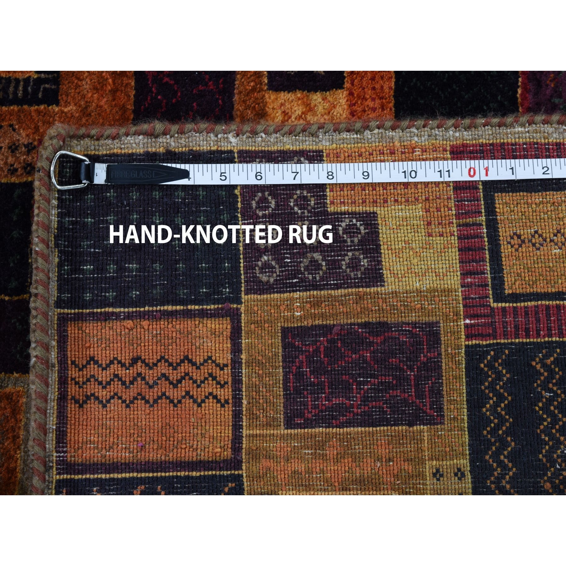 6-6 x6-6  Multicolored Square Patchwork Gabbeh Wool And Silk Hand Knotted Oriental Rug 
