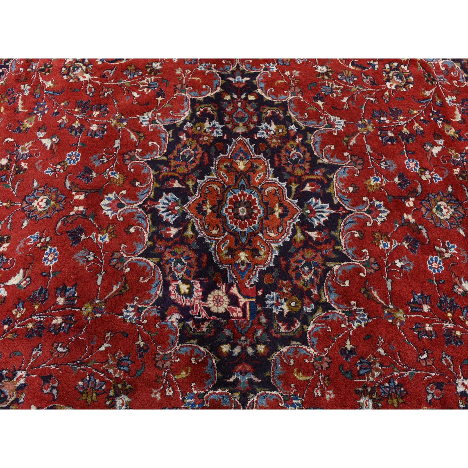8-1 x10-5  Red Vintage Mashad Pure Wool Full Pile Hand Knotted Oriental Rug 