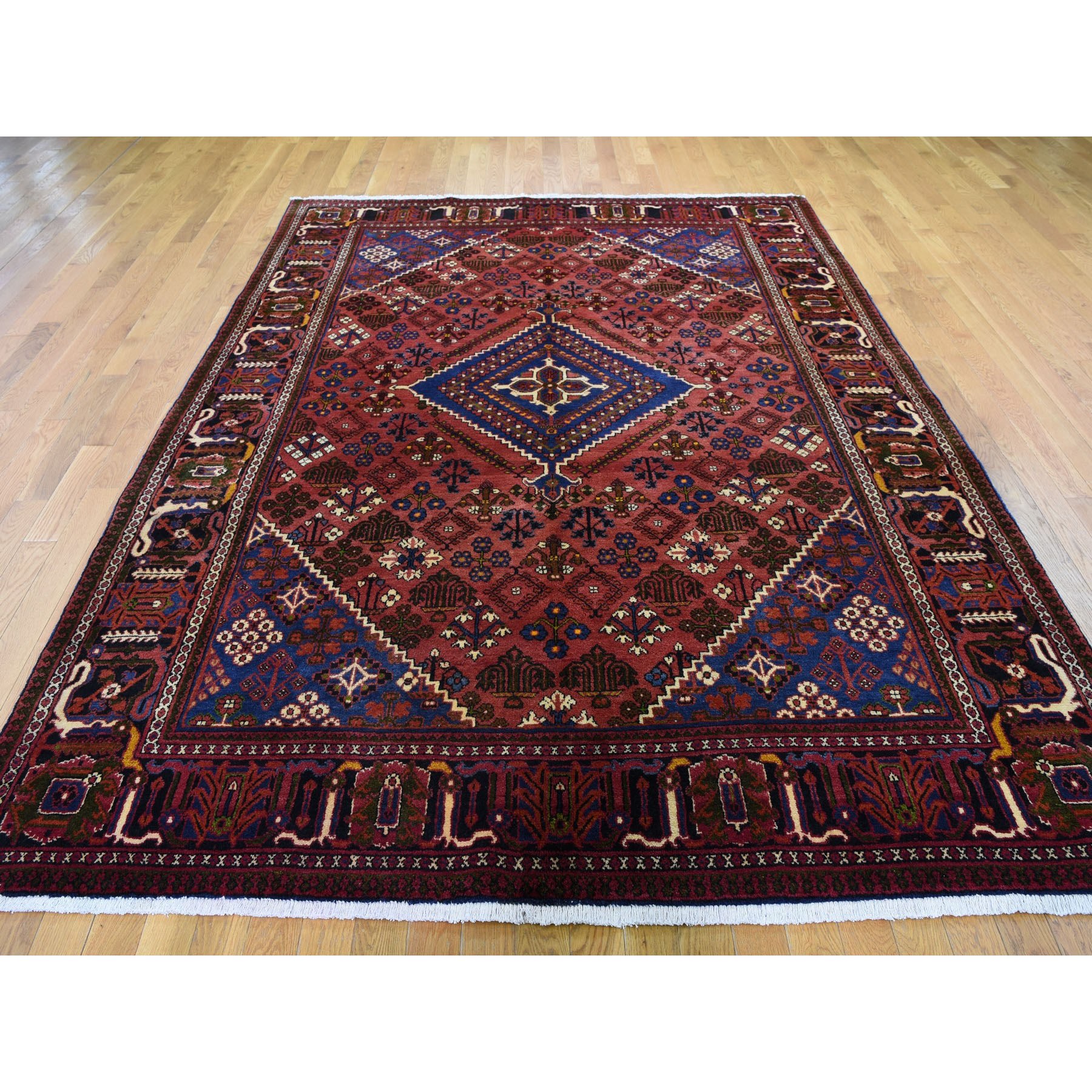7-x10- Red New Persian Josheghan Full Pile Pure Wool Hand Knotted Oriental Rug 