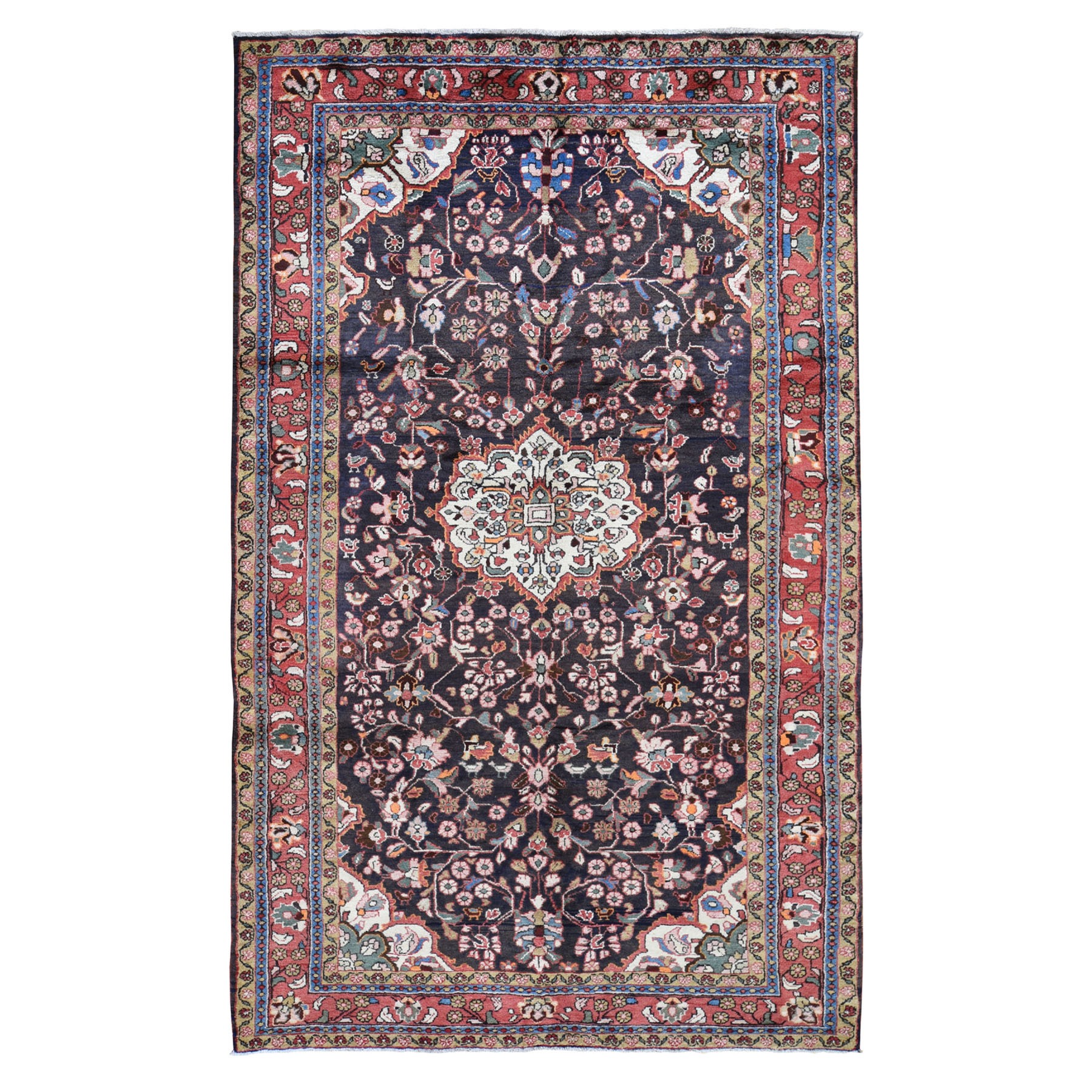 6'X11' Gallery Size Red Vintage Persian Lilahan Pure Wool Hand-Knotted Oriental Rug moad7e06