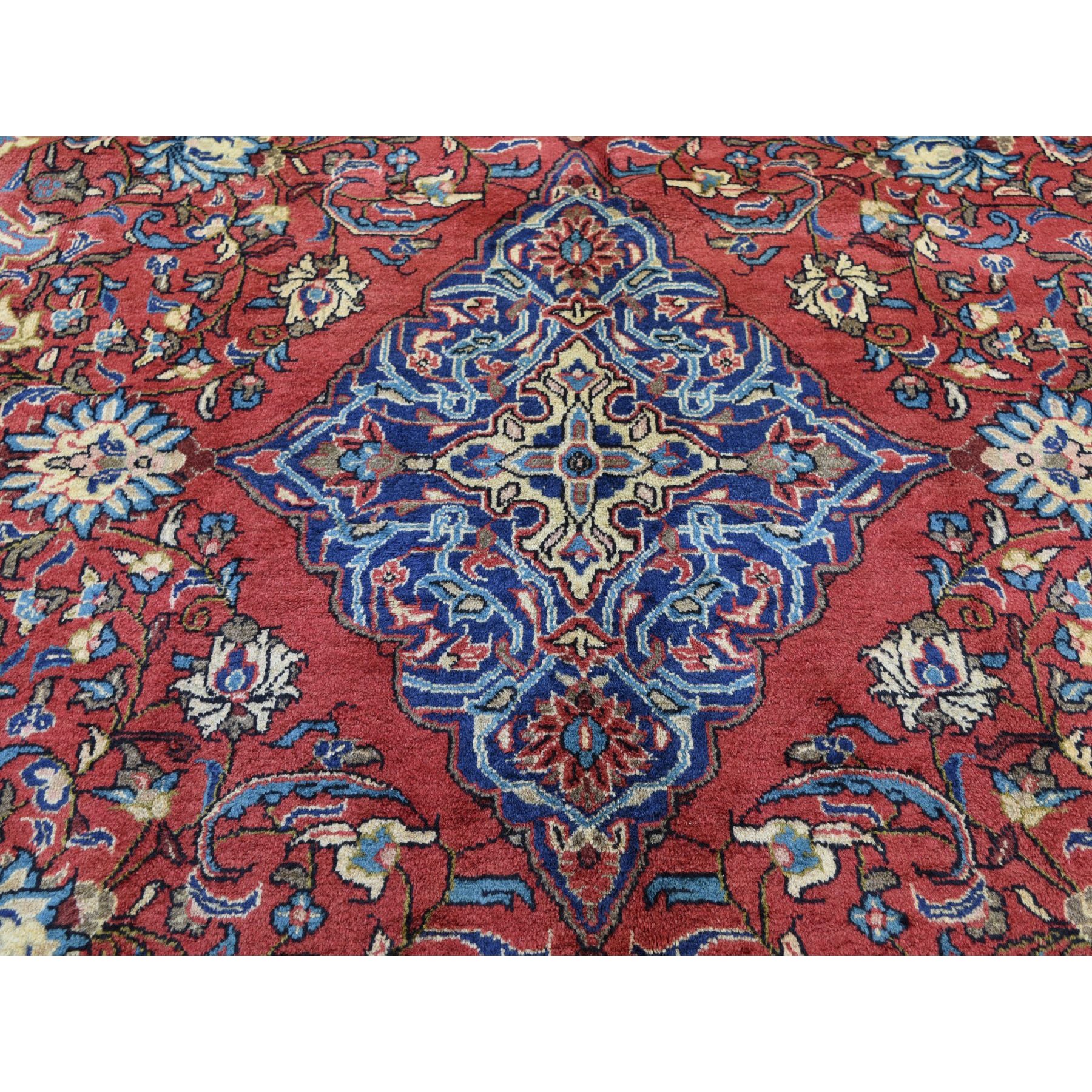 7-x10-6  Red Vintage Persian Mahal Full Pile Pure Wool Hand Knotted Oriental Rug 