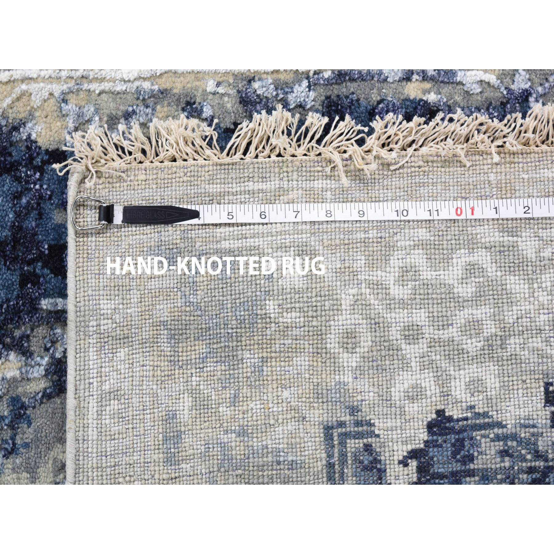 5-1 x6-10  Wool And Silk Shibori Design Tone On Tone Hand Knotted Oriental Rug 