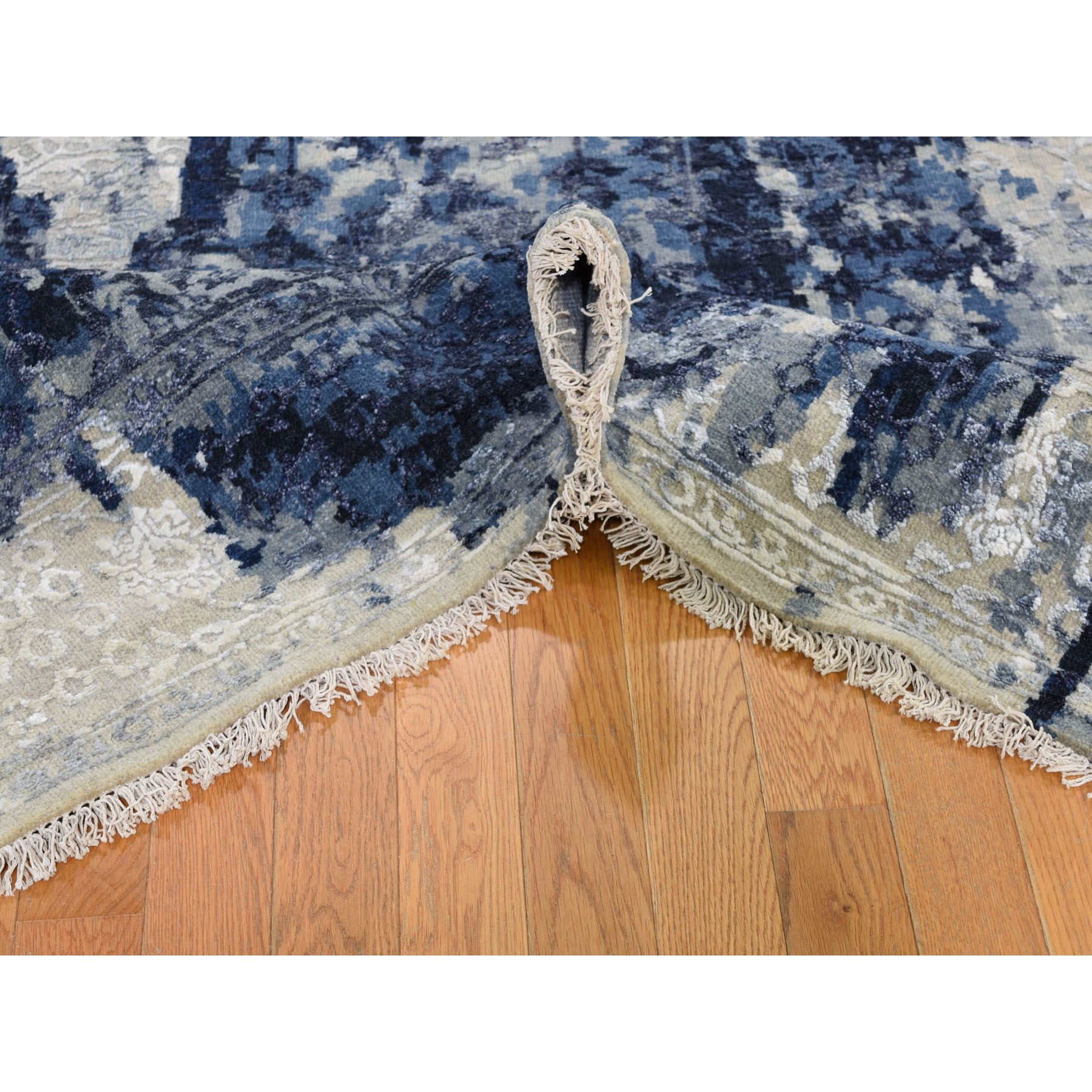 6-x8-10  Wool And Silk Shibori Design Tone On Tone Hand Knotted Oriental Rug 