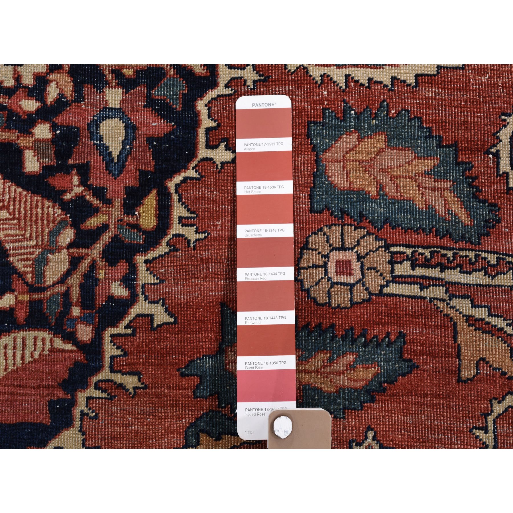8-10 x11-10  Antique Sarouk Fereghan Even Wear Worn Hand Knotted Oriental Rug 