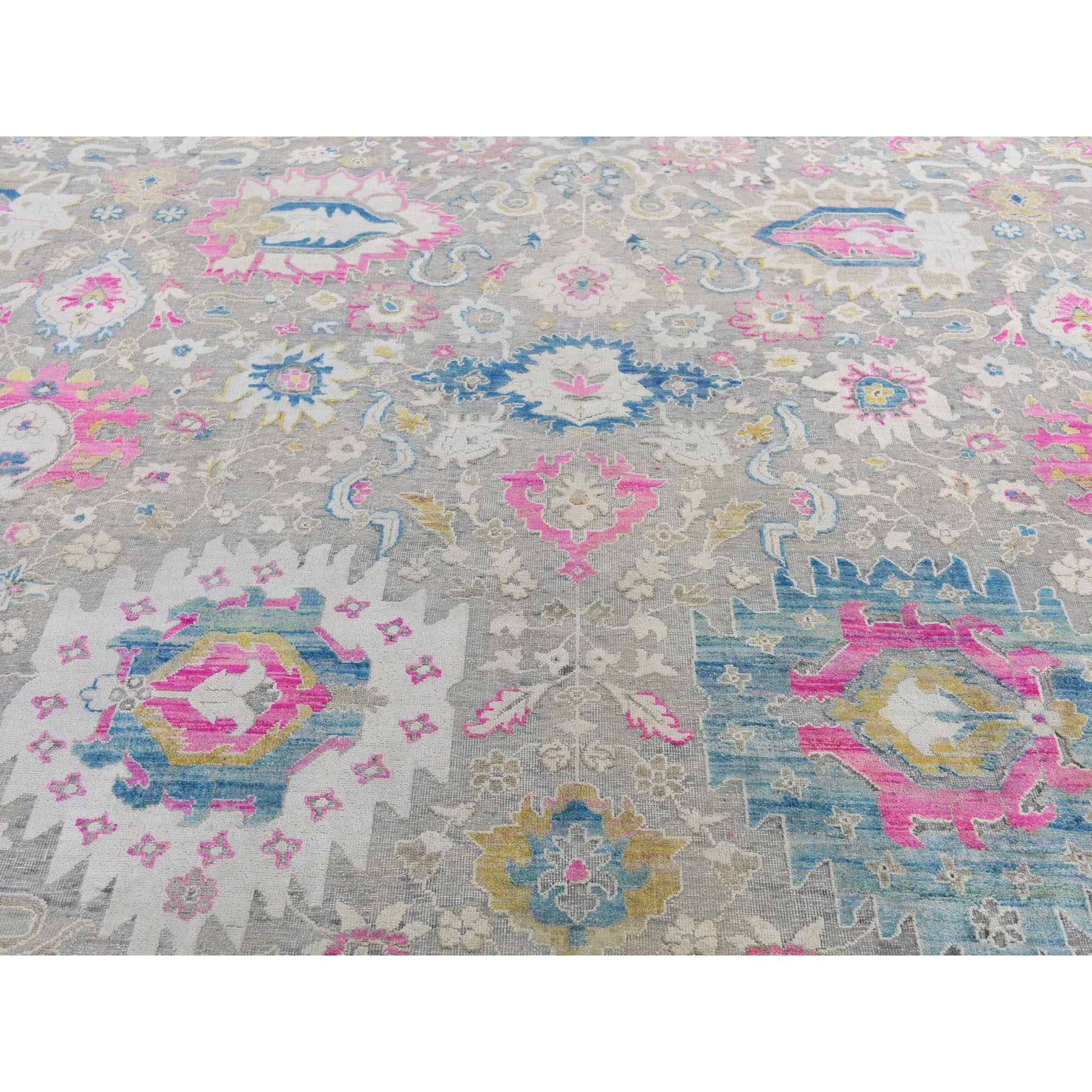 9-x12-1  Colorful Sari Silk With Textured Wool Hand Knotted Oushak Influence Rug 
