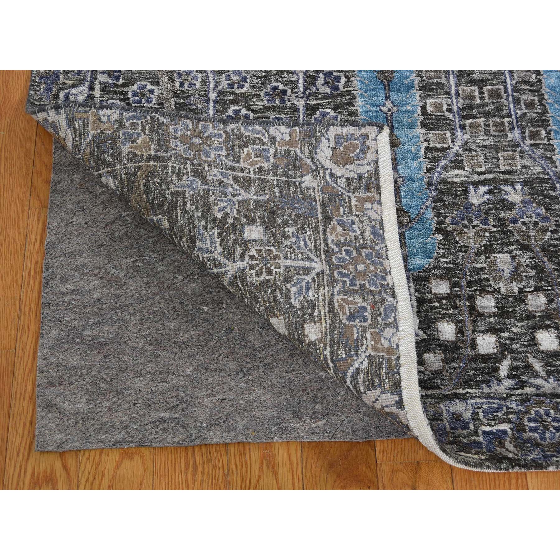 9-2 x12-5  Hand Knotted Cypress Tree Design Silk with Textured Wool Oriental Rug 