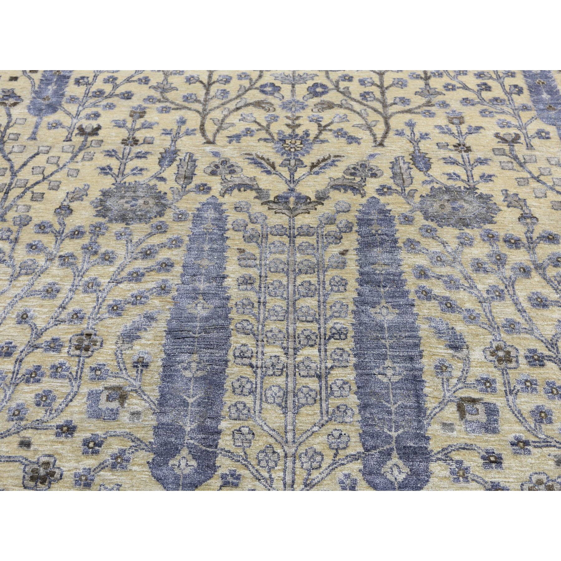 10-x14-2  Willow And Cypress Tree Design Silk With Textured Wool Hand Knotted Oriental Rug 