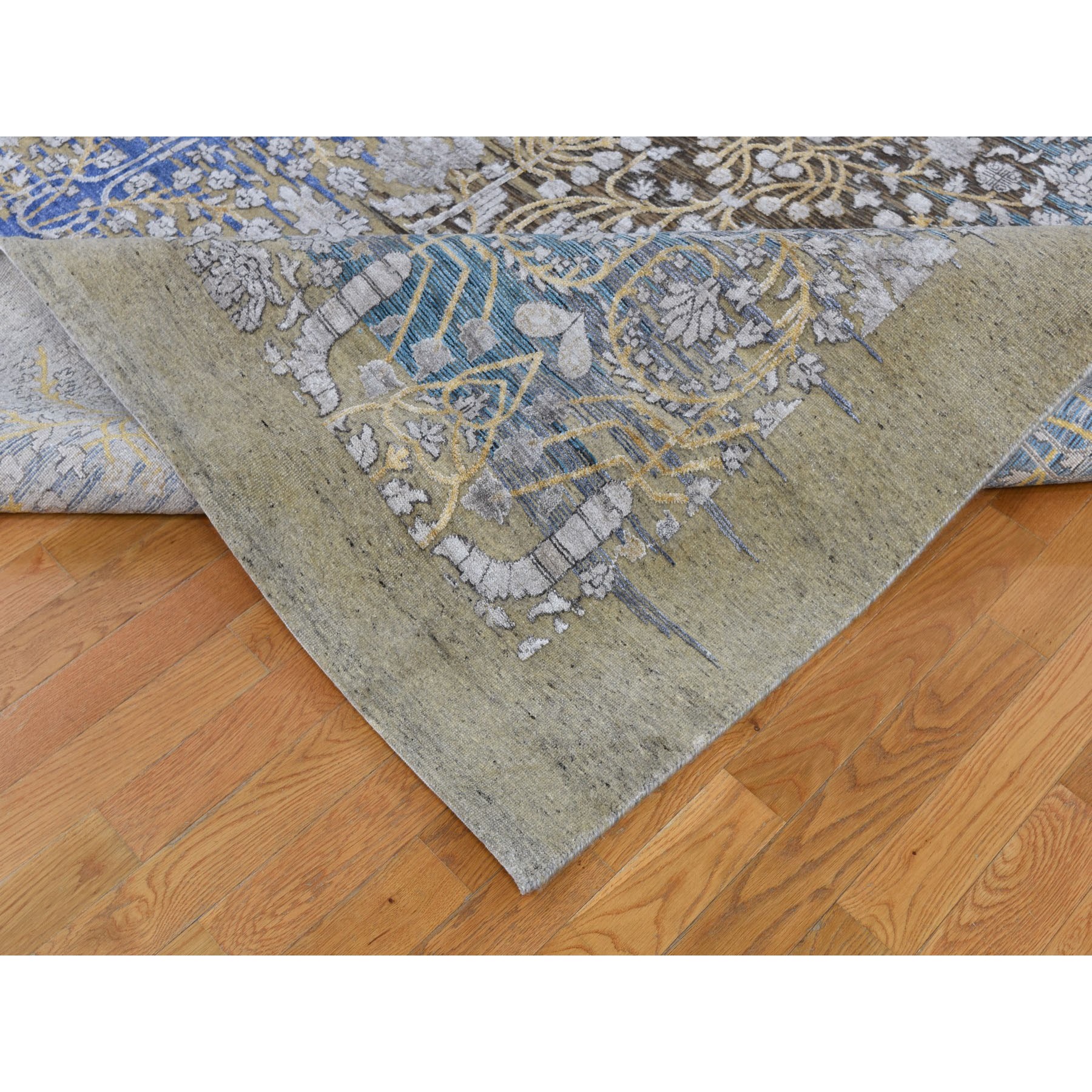 12-2 x15-4  Oversized Silk with Textured Wool Transitional Sarouk Hand Knotted Oriental Rug 
