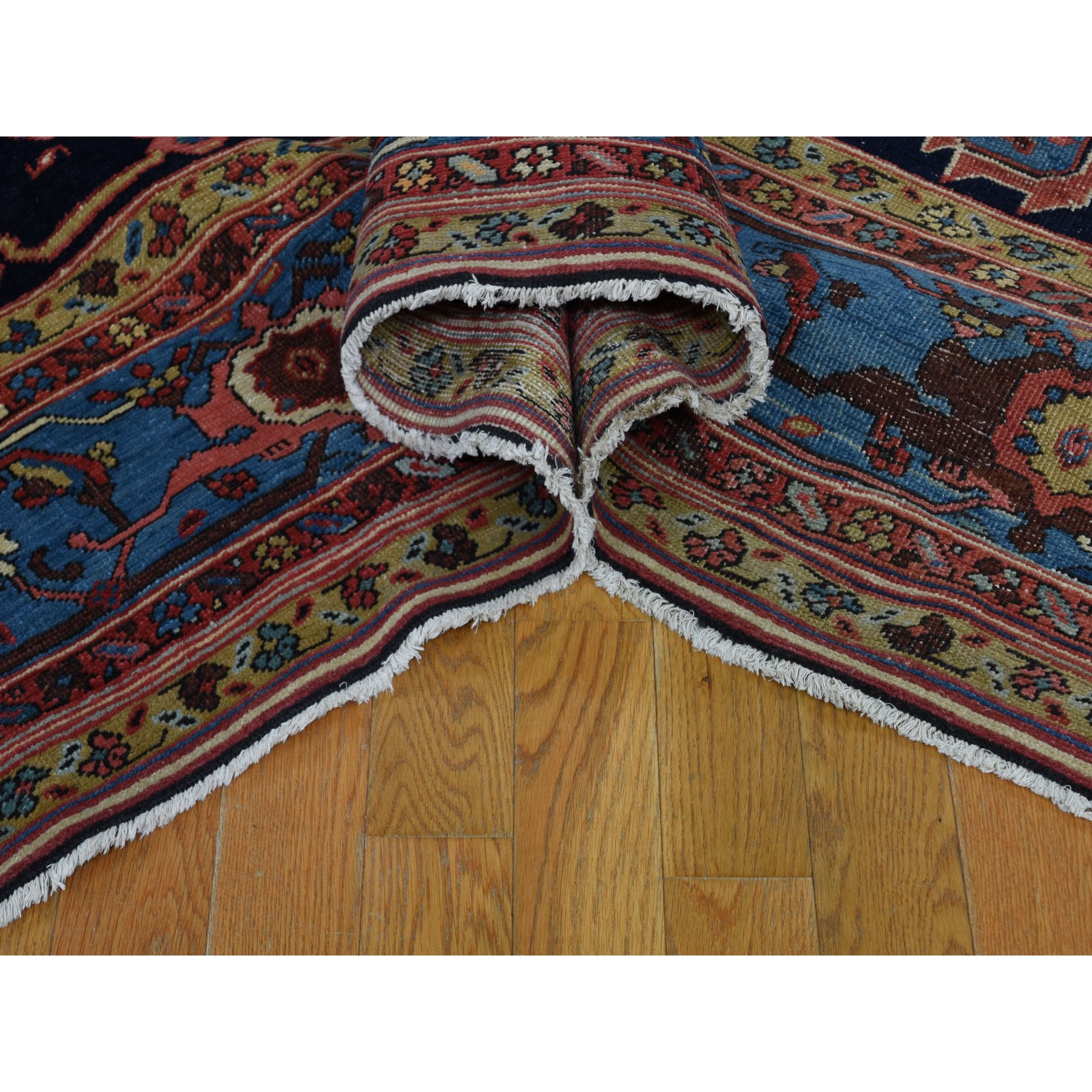 9-5 x14-10  Terracotta Red Antique Persian Bakshaish Good Condition Clean Pure Wool Hand Knotted Rug 