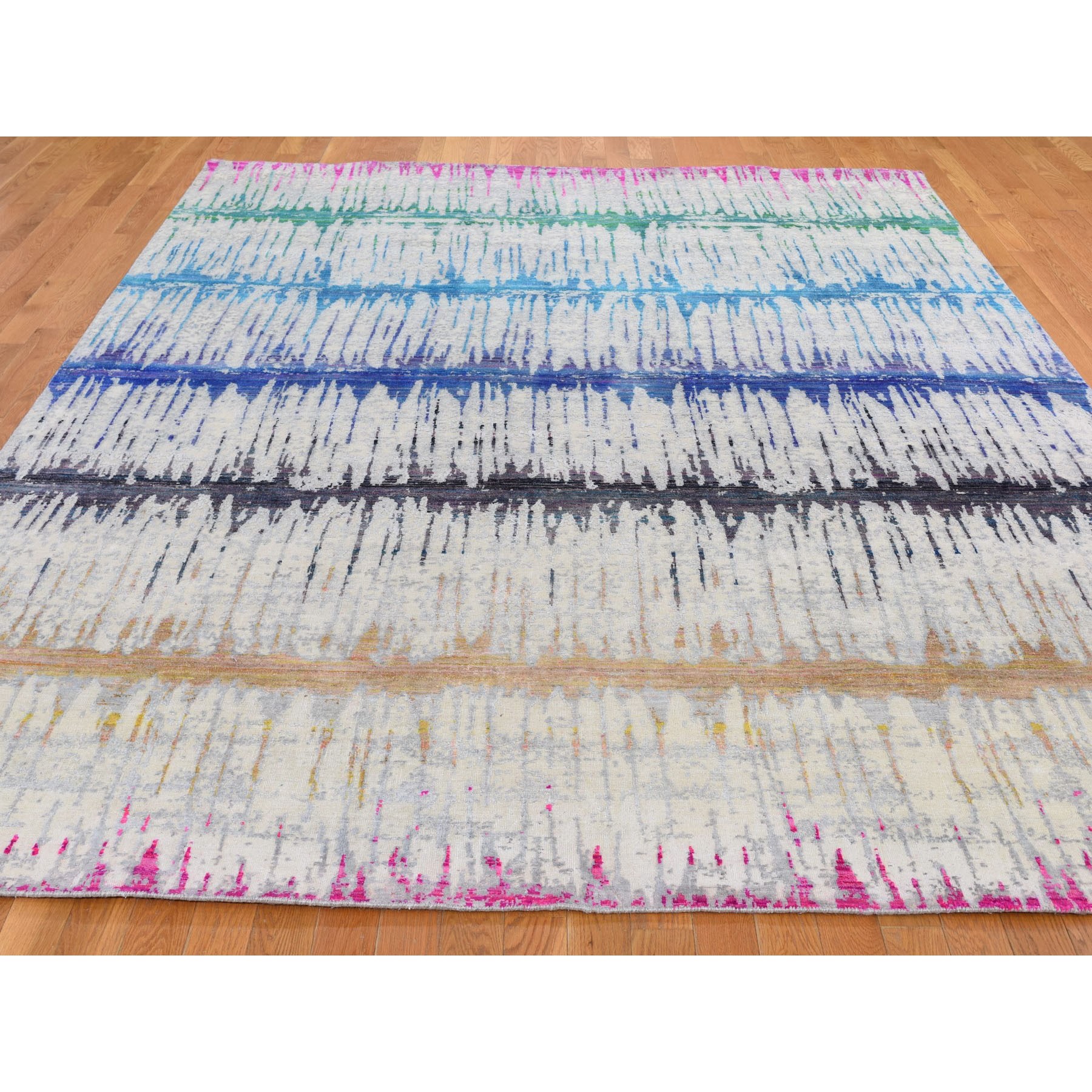 8-x10-3  THE CARDIAC Sari Silk with Textured Wool Hand Knotted Oriental Rug 