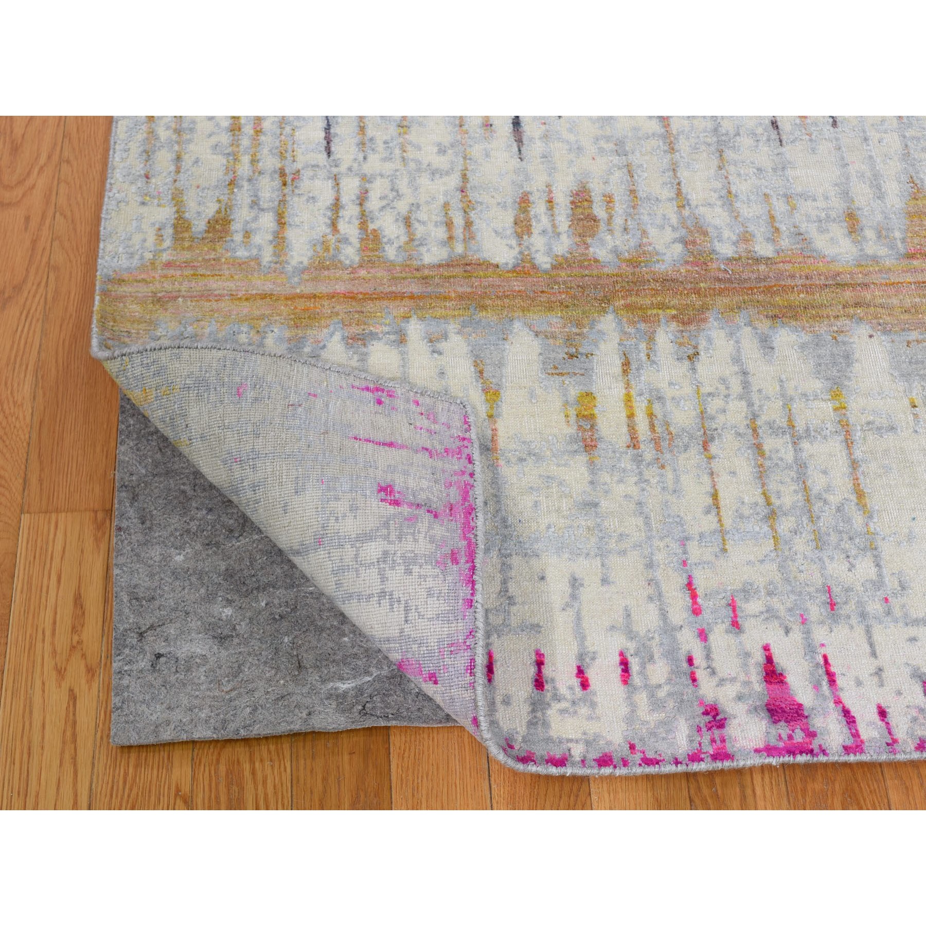 8-x10-3  THE CARDIAC Sari Silk with Textured Wool Hand Knotted Oriental Rug 